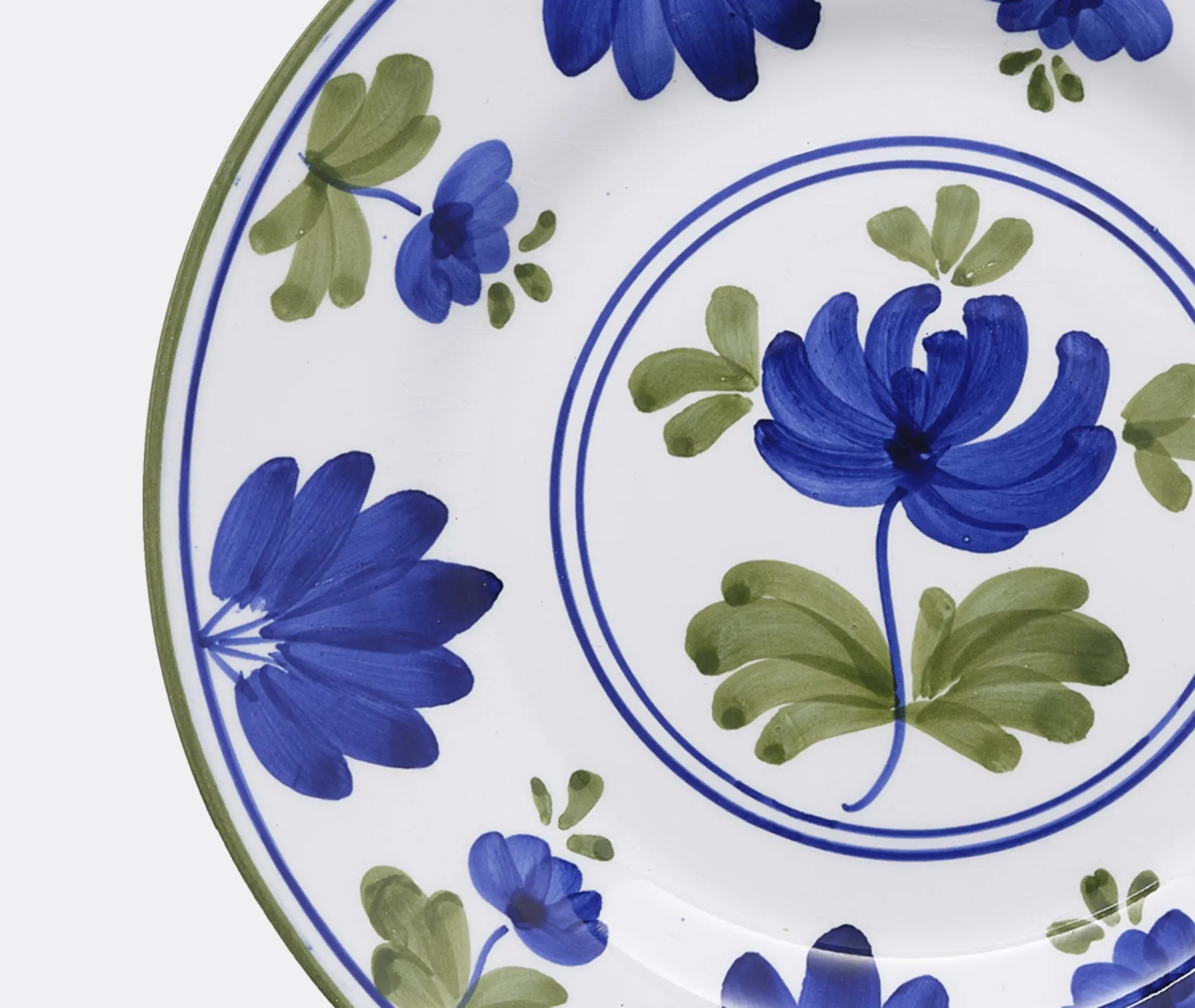 Dessert Plate with Floral Motifs - Blue, Ceramic