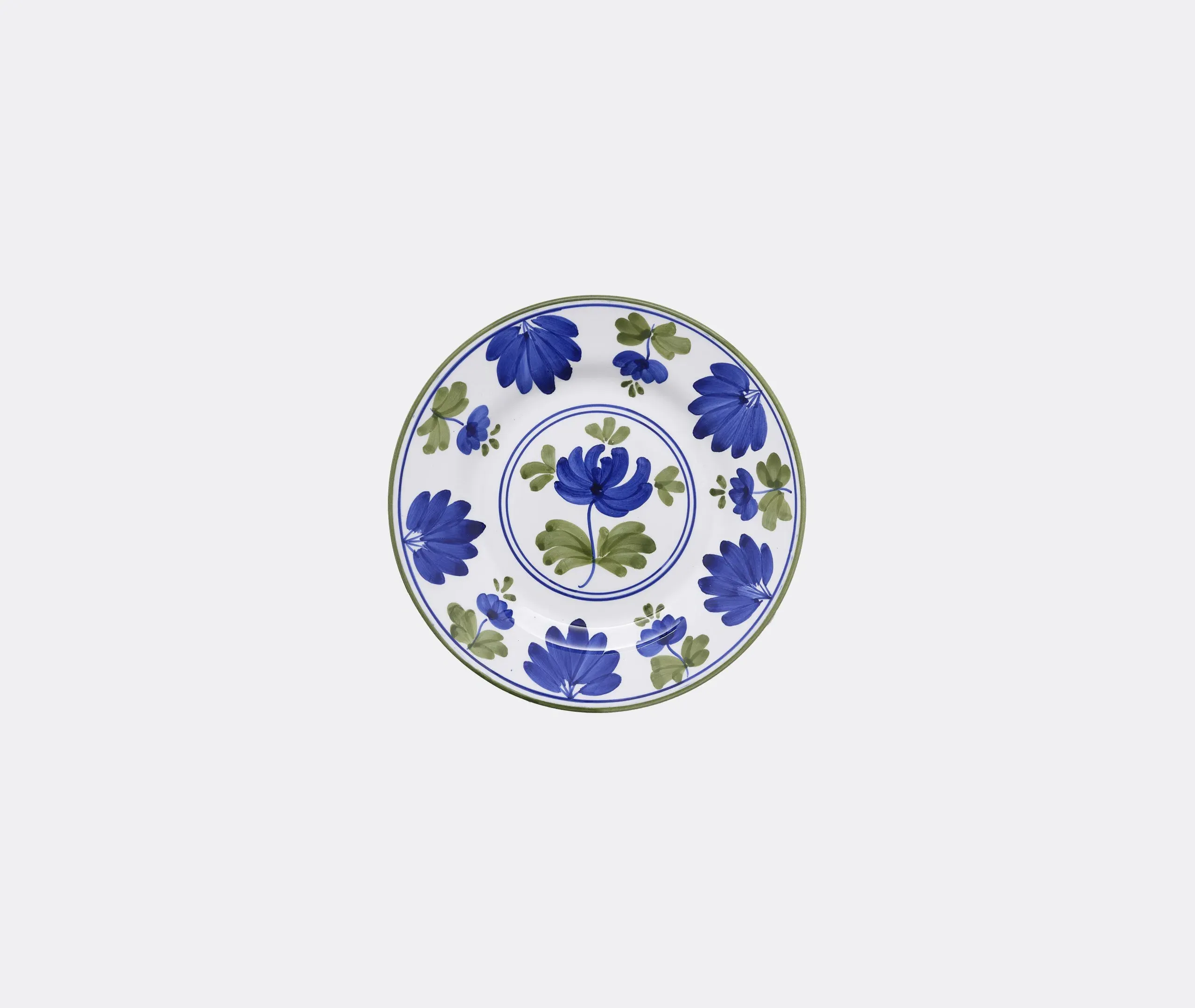 Dessert Plate with Floral Motifs - Blue, Ceramic