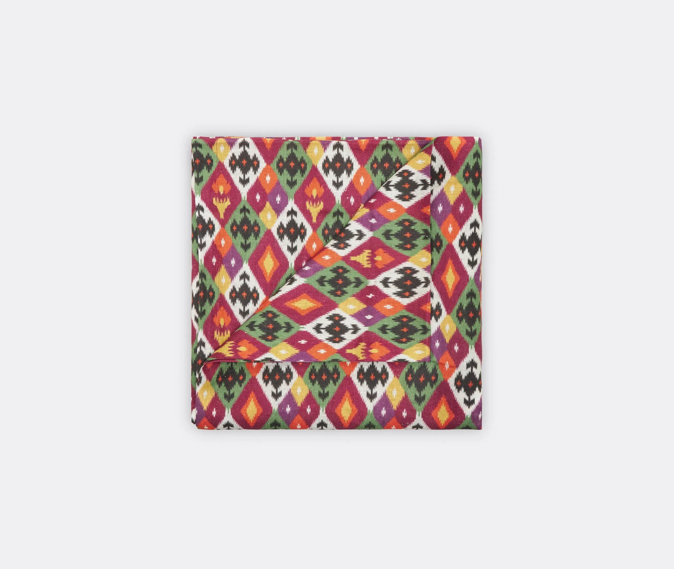 Diamond Ikat Rectangular Tablecloth - Multicolor, Linen