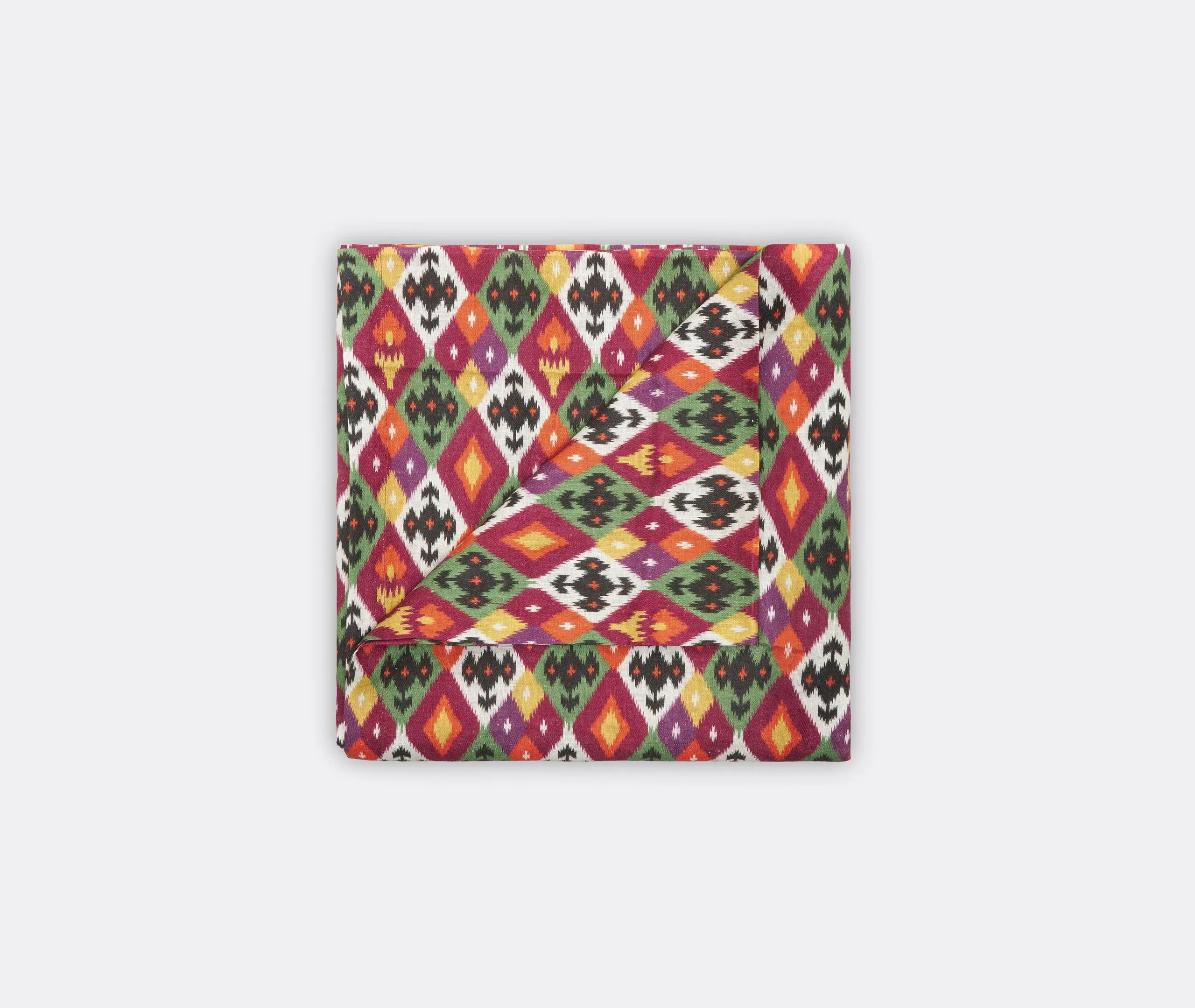 Diamond Ikat Square Tablecloth - Multicolor, Linen