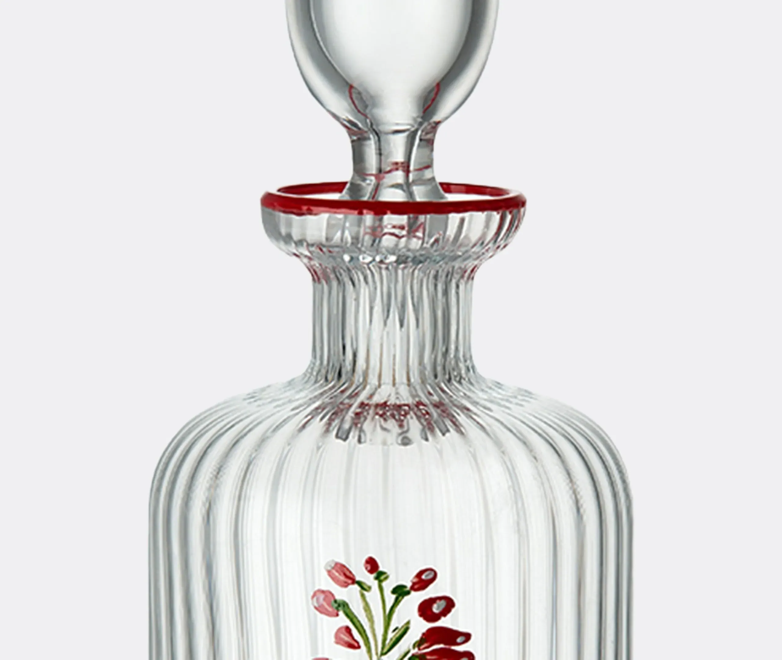 Hand Painted Glass Bottle - Red, Murano