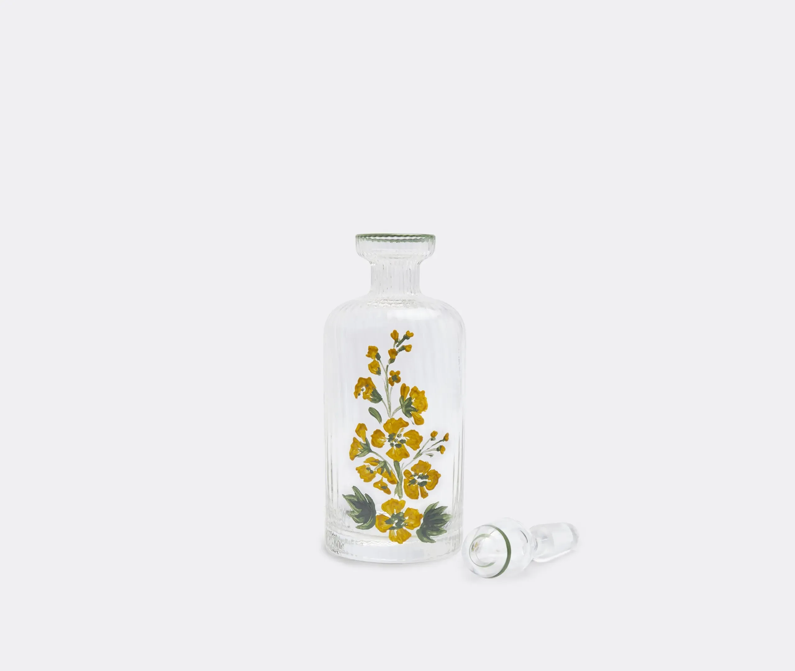 Hand Painted Glass Bottle - Yellow, Murano