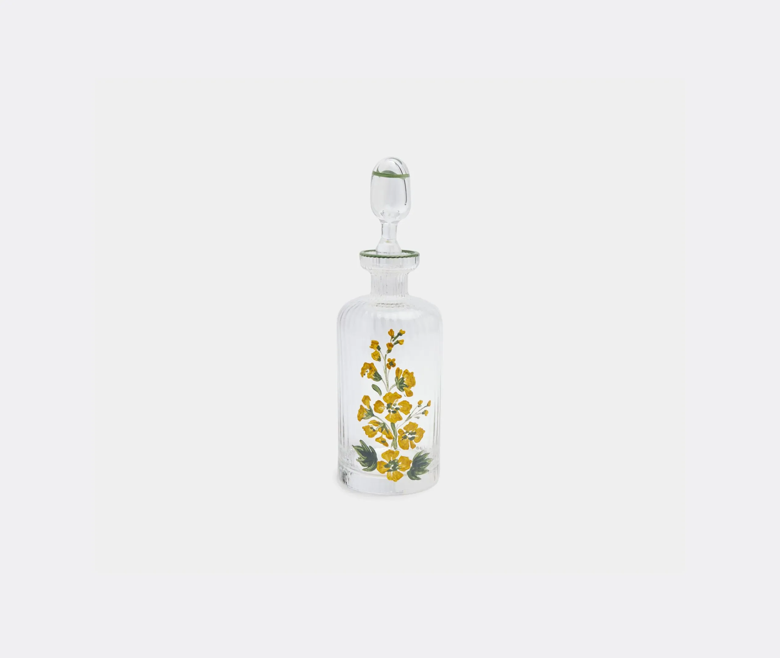 Hand Painted Glass Bottle - Yellow, Murano