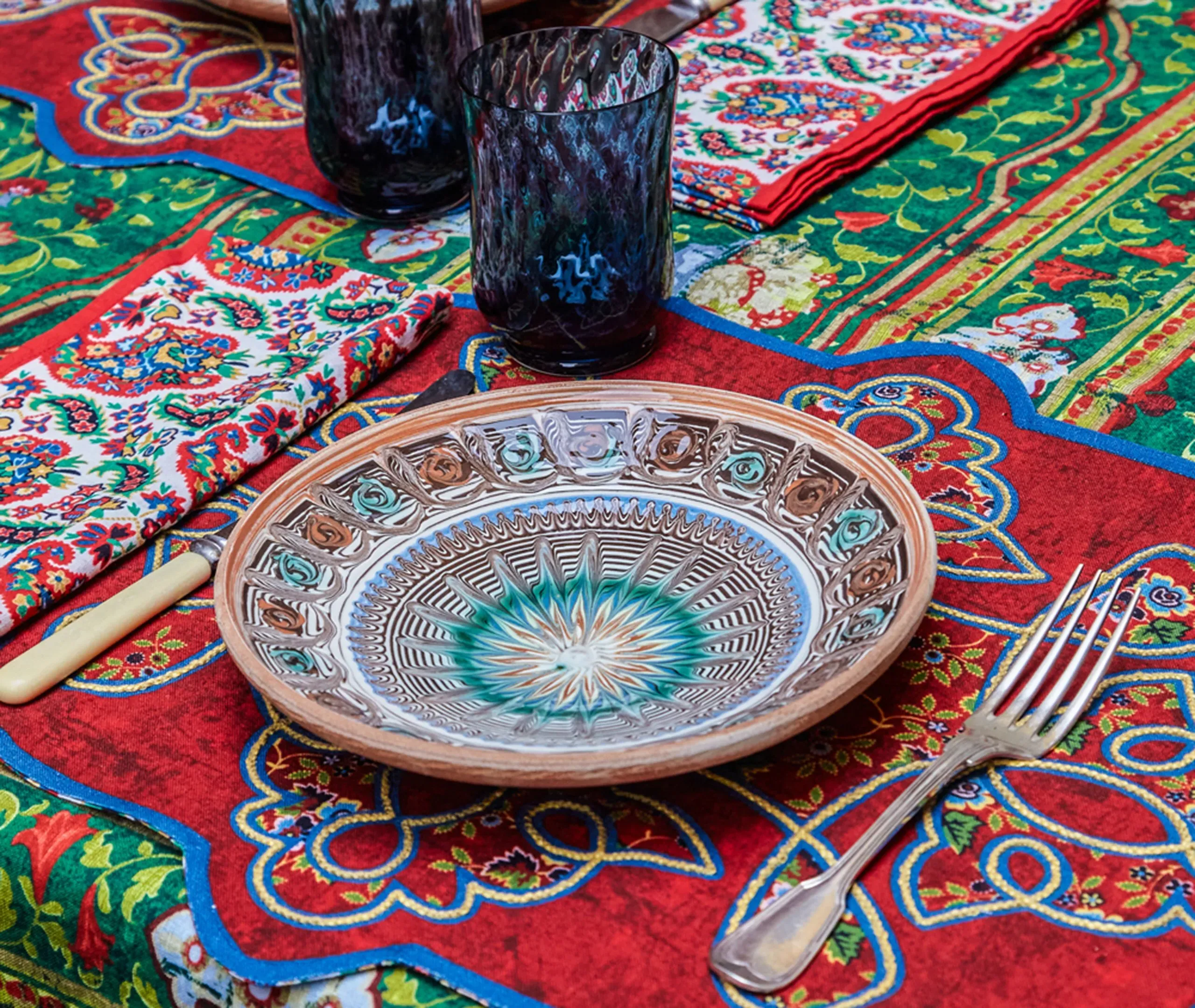 Horezu Plate - Green, Ceramic