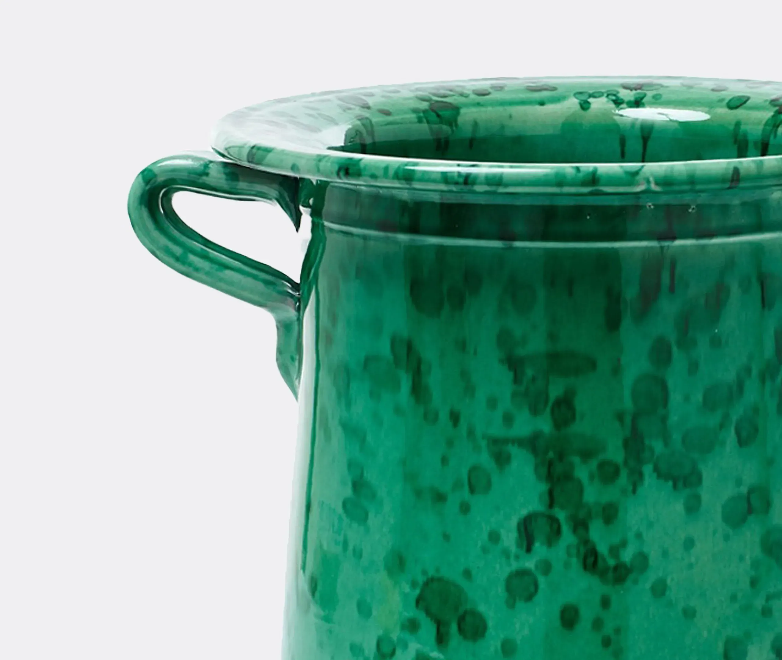 Hourglass Vessel with Glazed Finish - Green