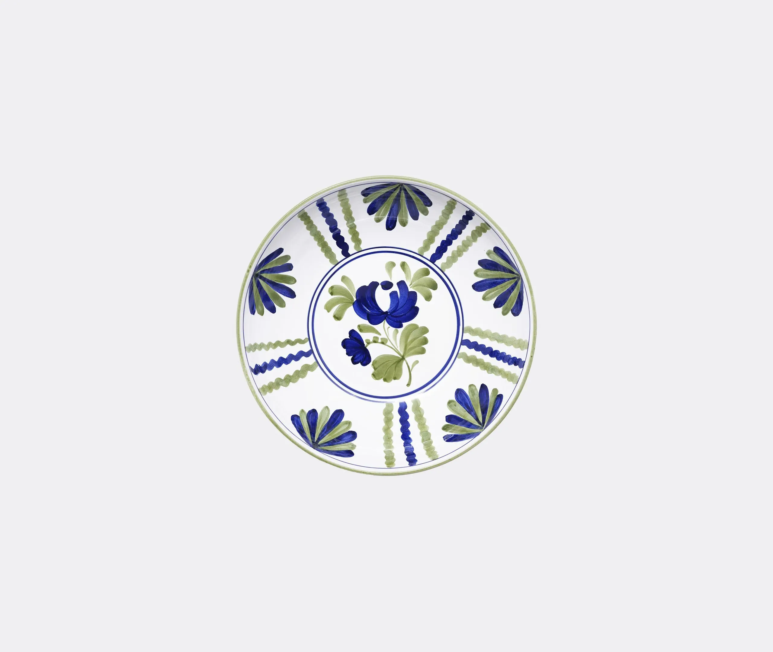 Large Salad Bowl with Interior Design - Blue