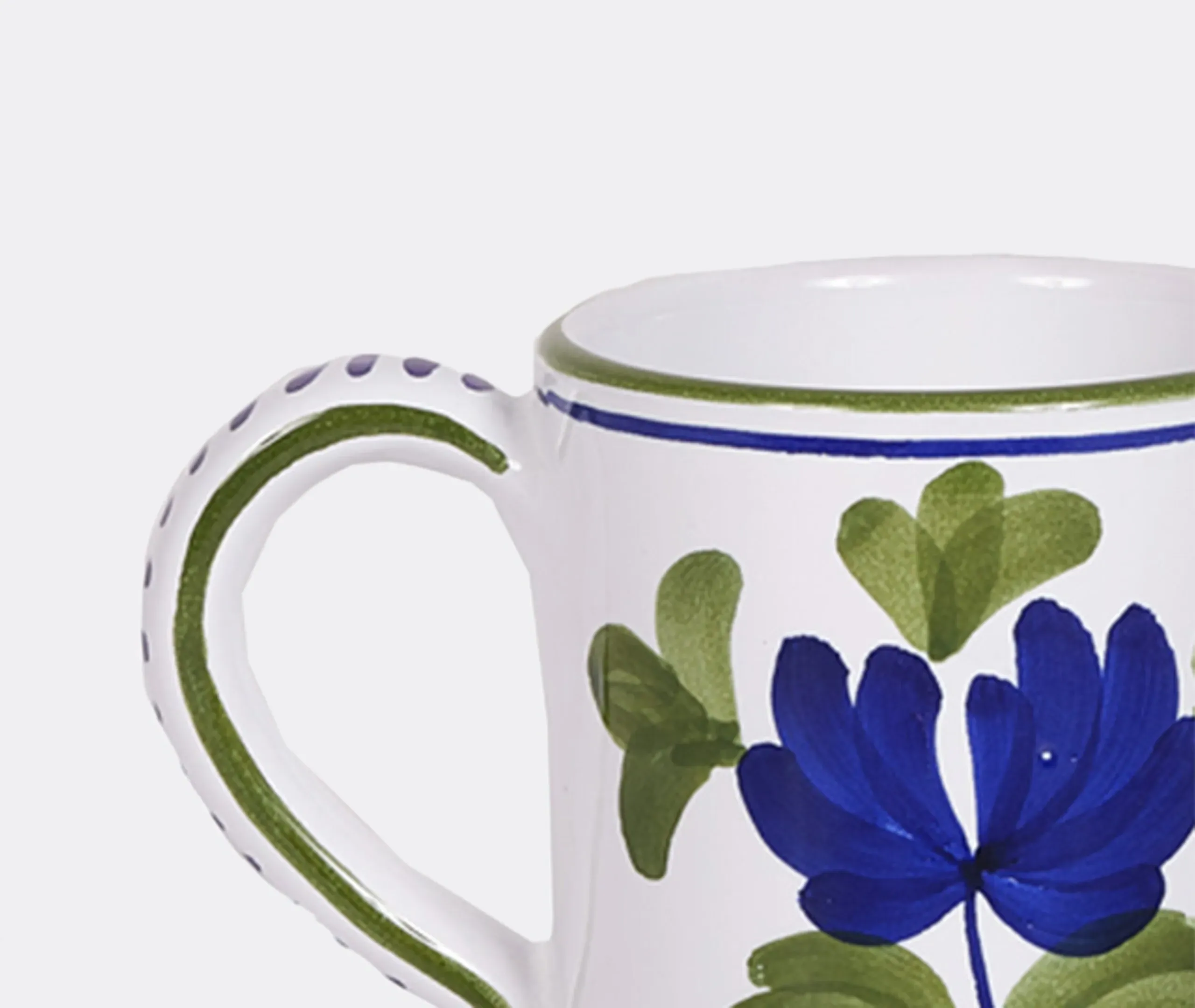 Mug with Floral Motifs - Blue, Ceramic