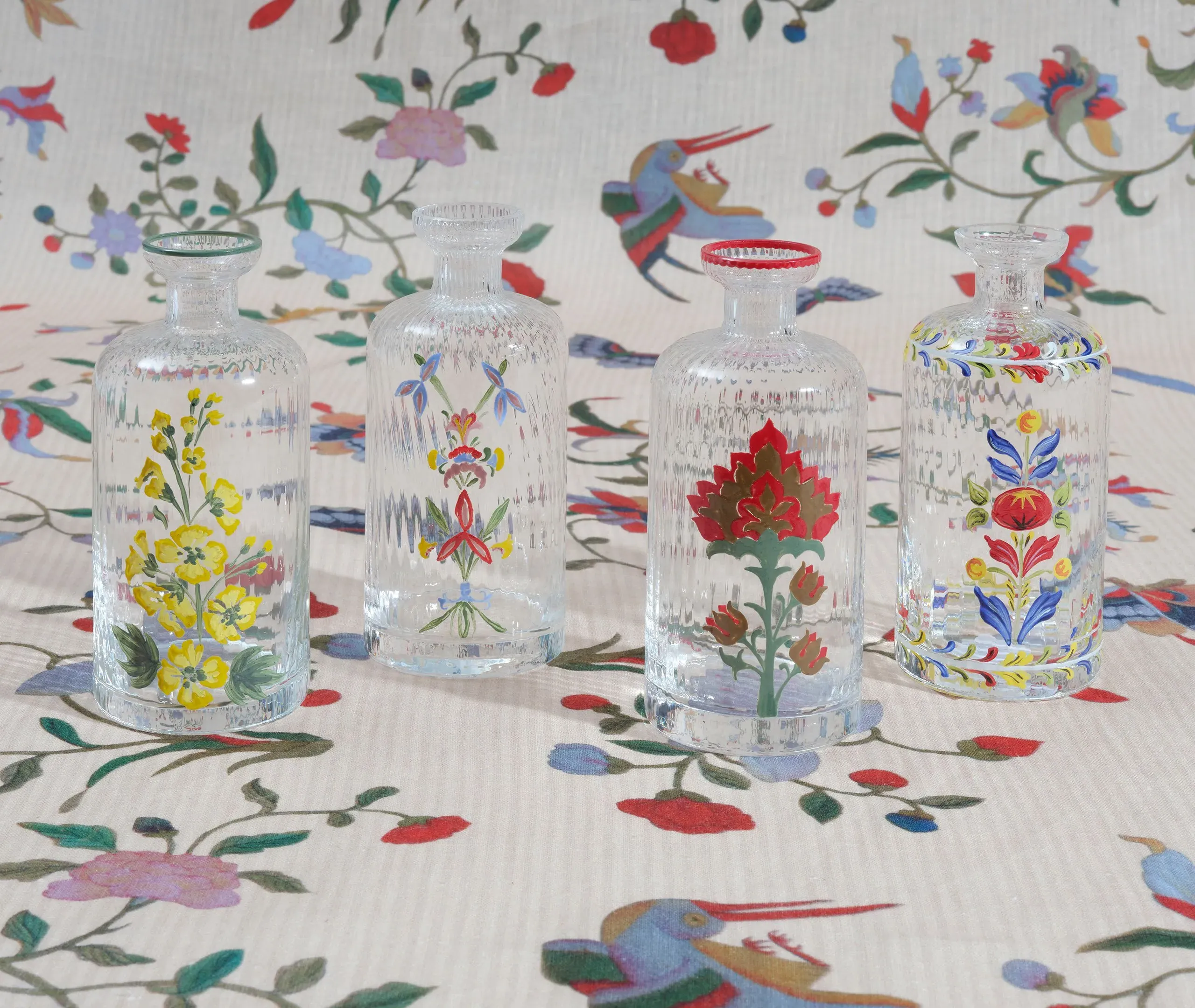 Primrose Hand Painted Glass Bottle - Yellow, Murano Glass