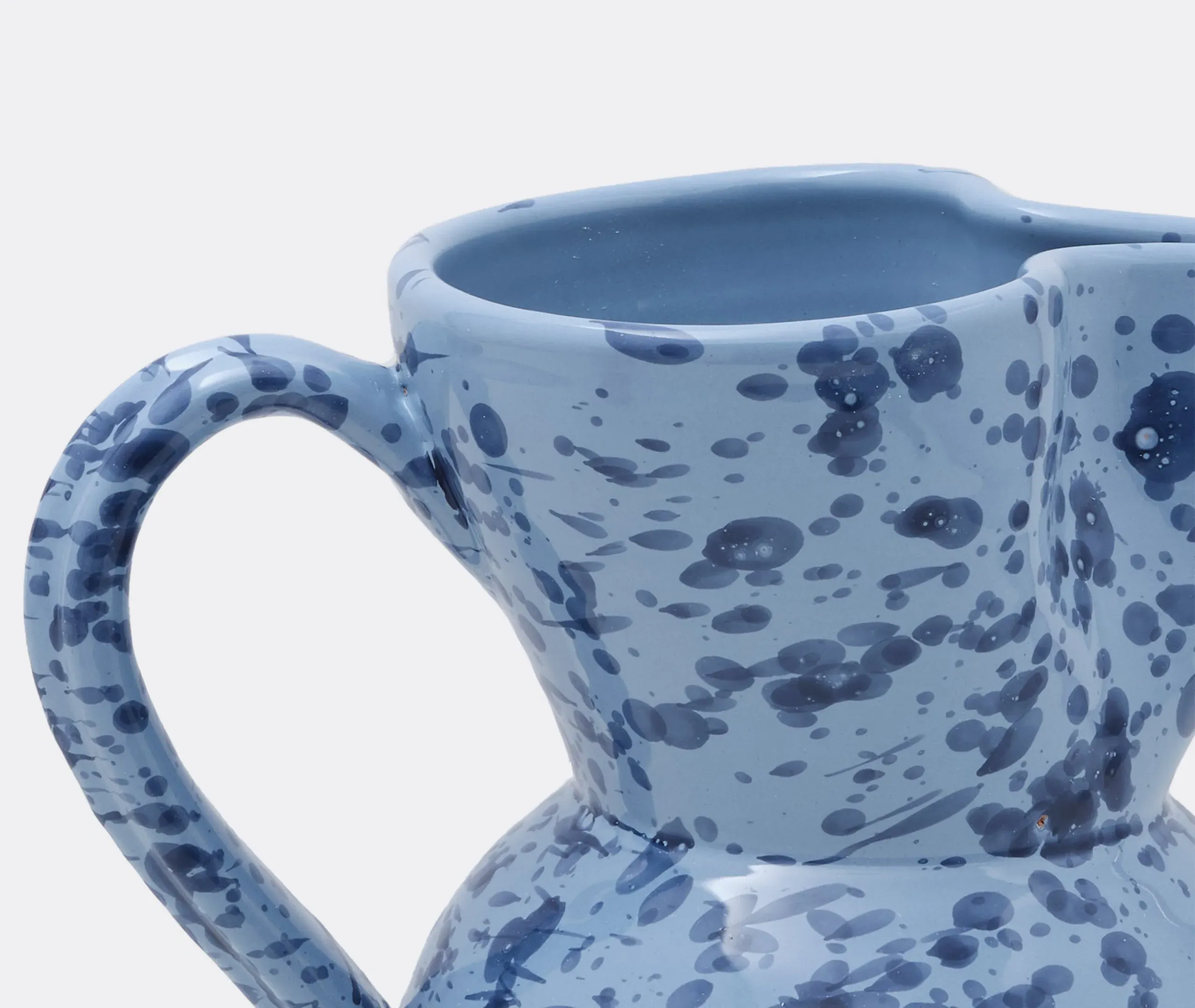 Speckled Pitcher with Scalloped Edges - Blue