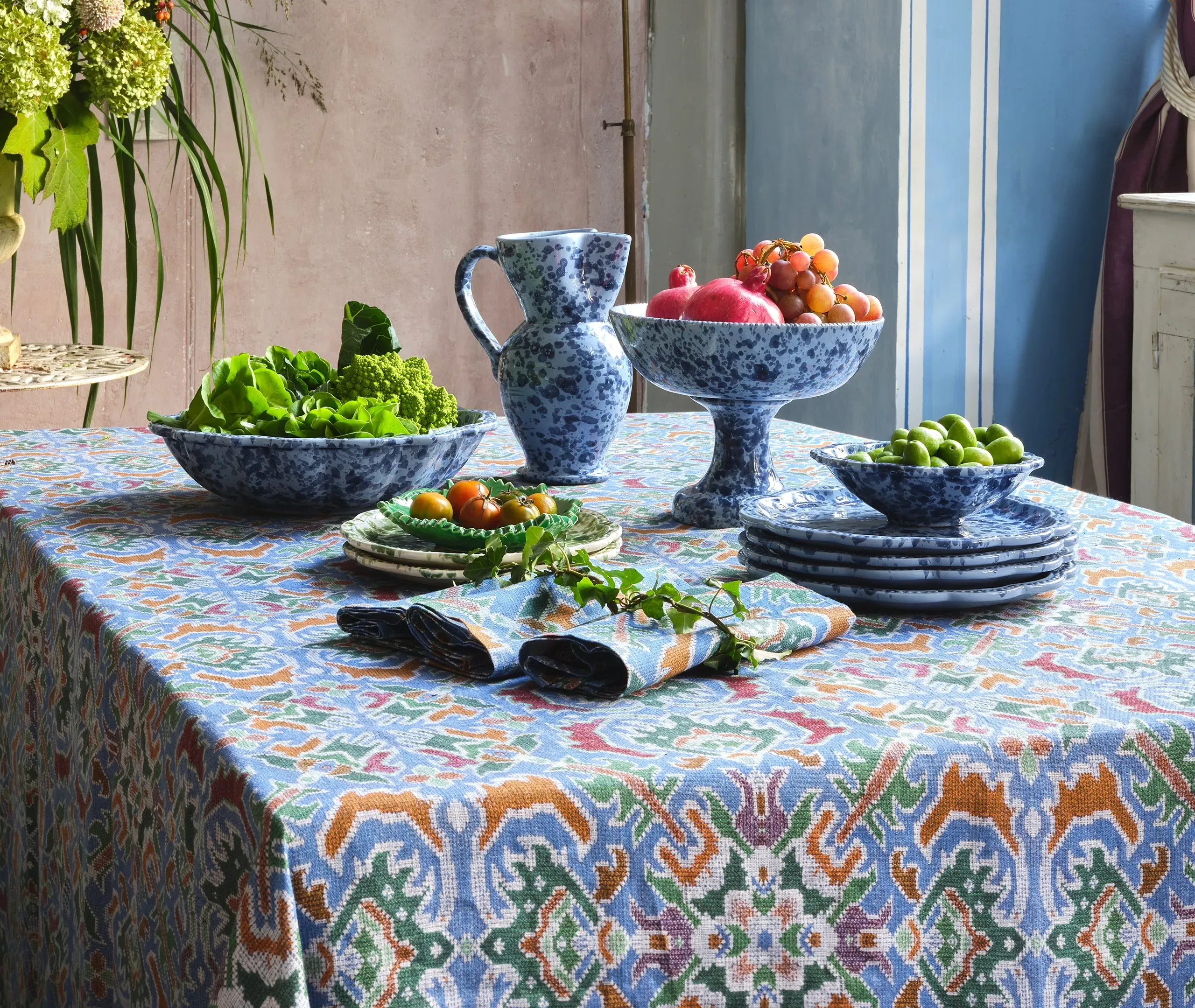 Speckled Serving Bowl - Blue, Ceramic
