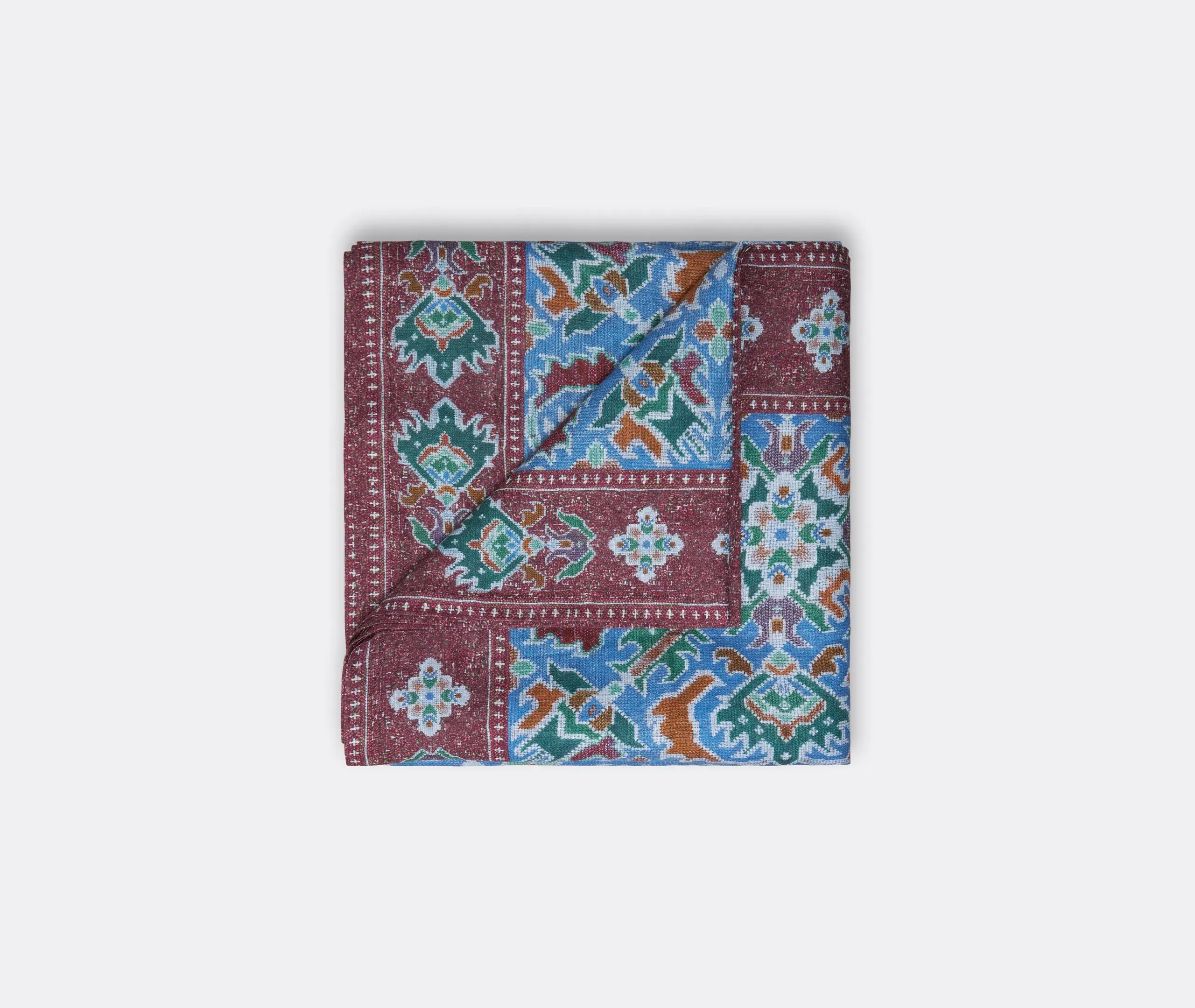 Square Tablecloth with Arabesque Pattern - Blue, Linen image
