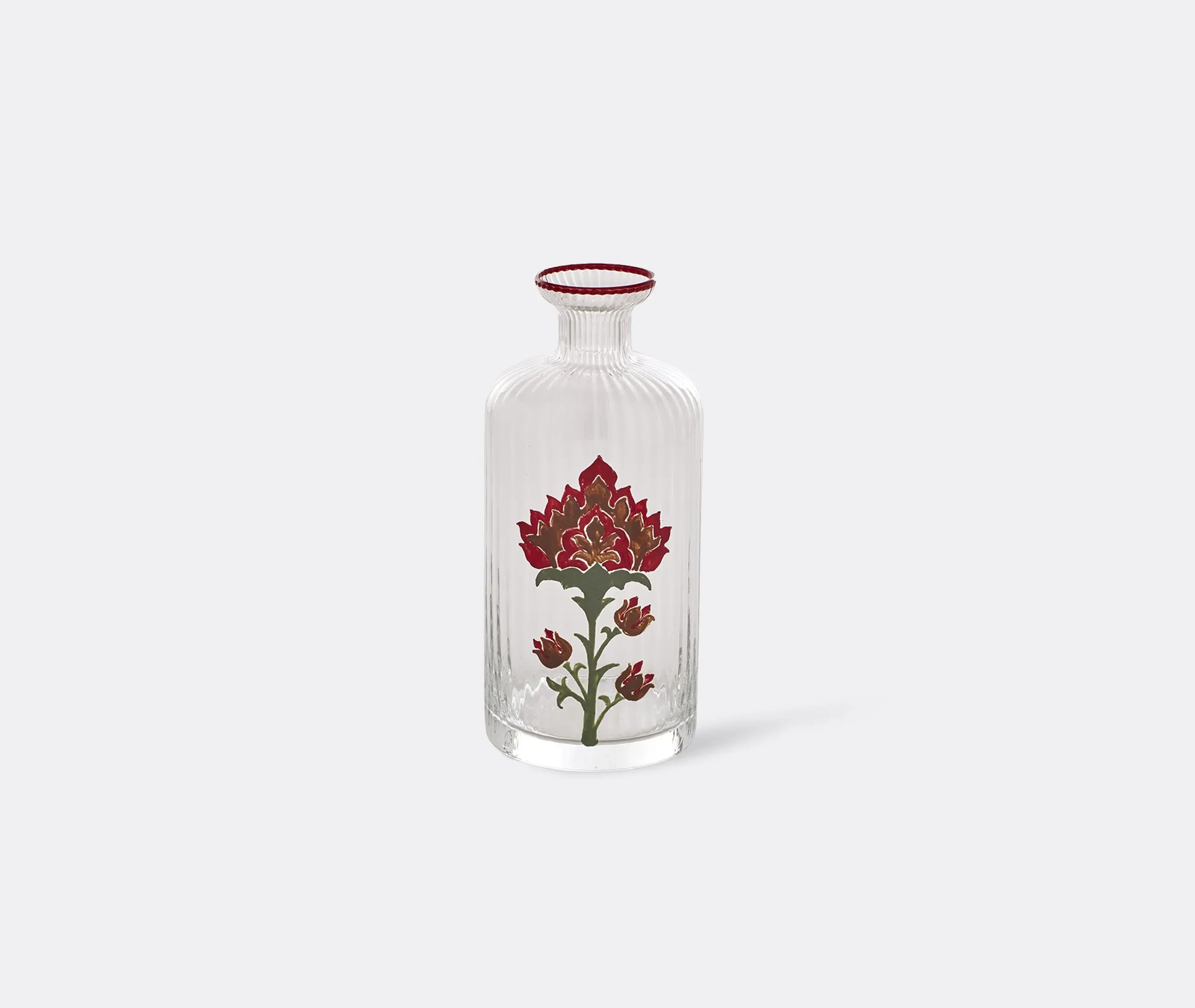 Thistle Hand Painted Glass Bottle - Red