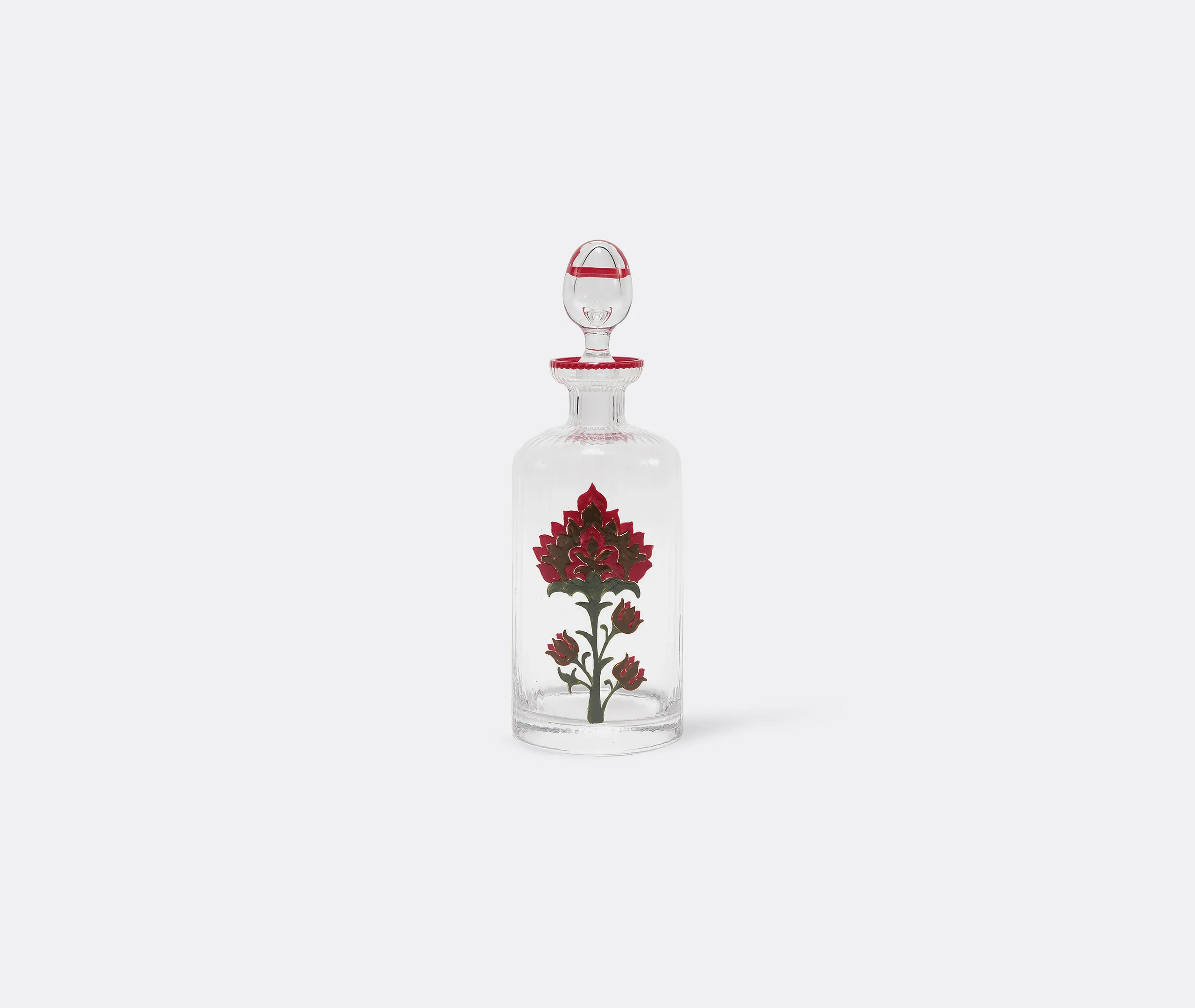 Thistle Hand Painted Glass Bottle - Red image