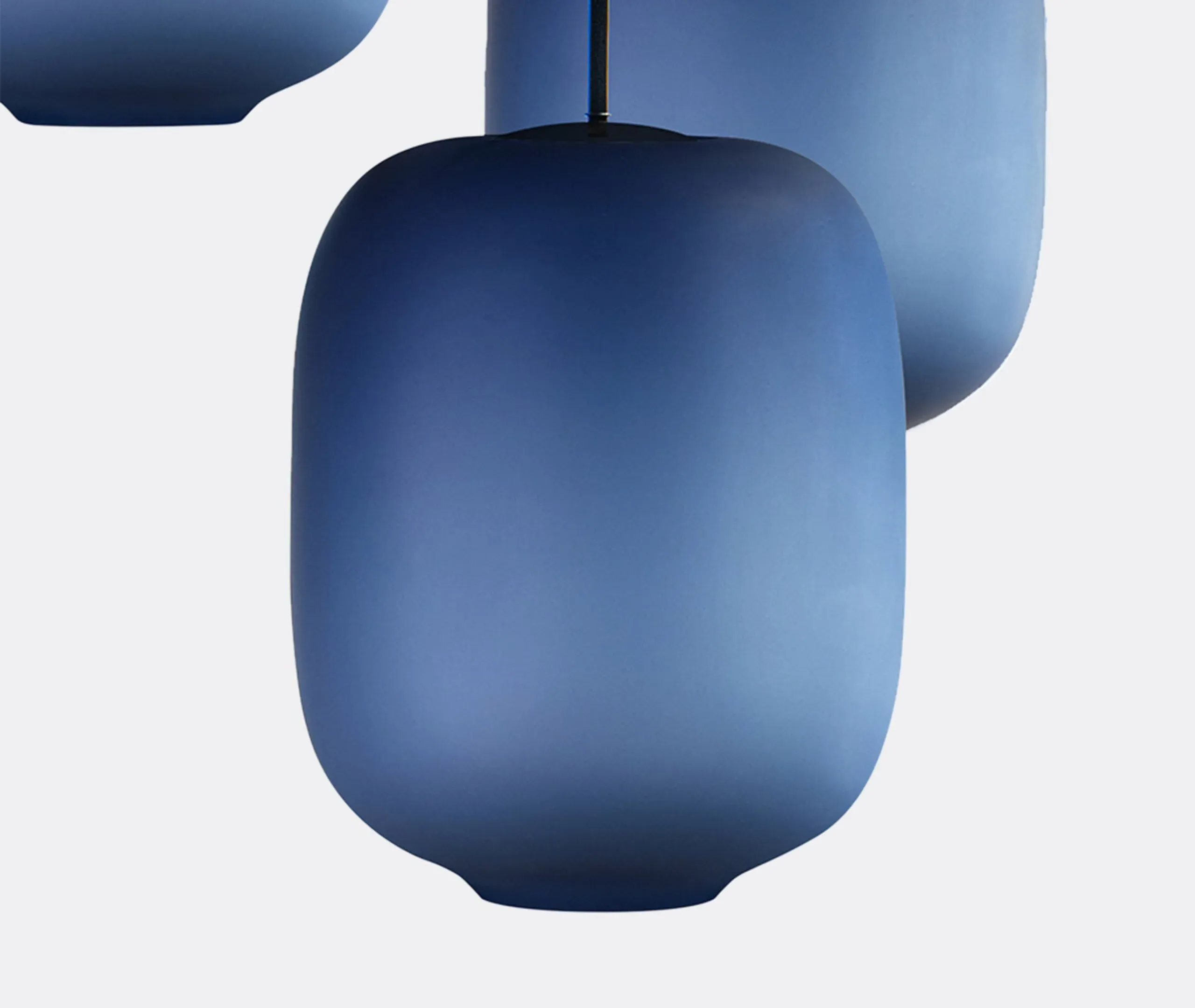 3-Light Pendant Lamp EU Plug - Blue, Glass
