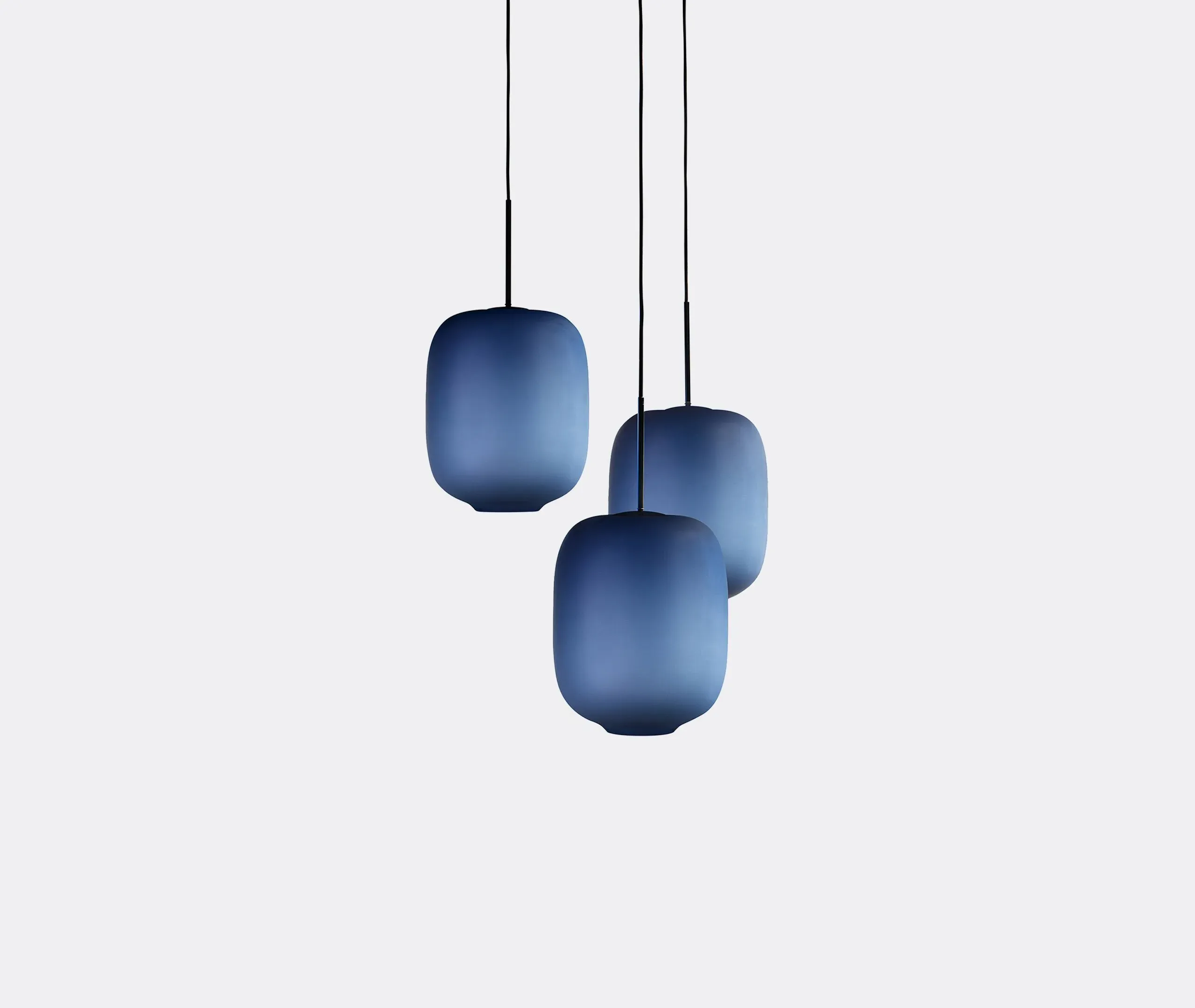 3-Light Pendant Lamp EU Plug - Blue, Glass image