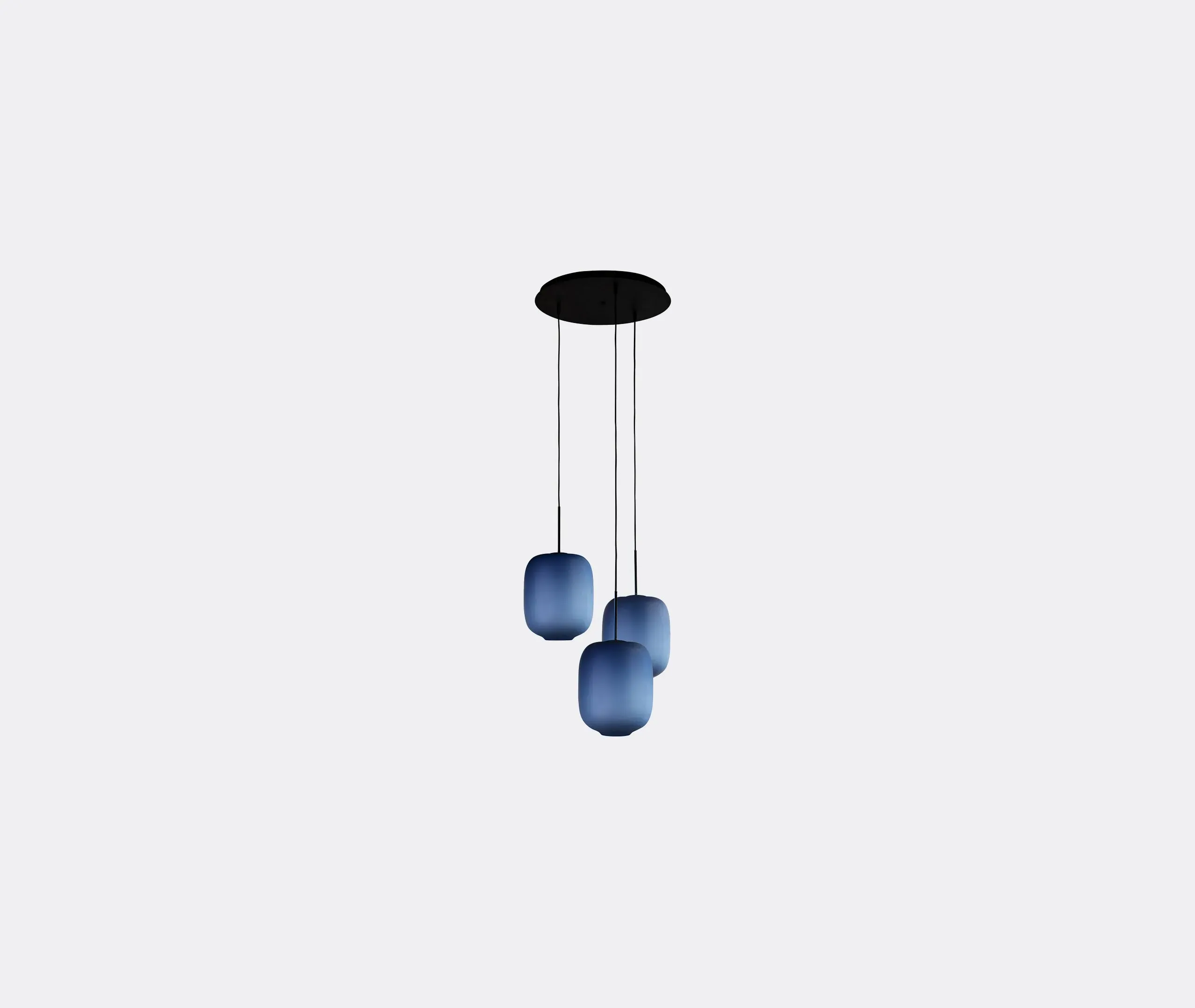3-Light Pendant Lamp UK Plug - Blue, Glass