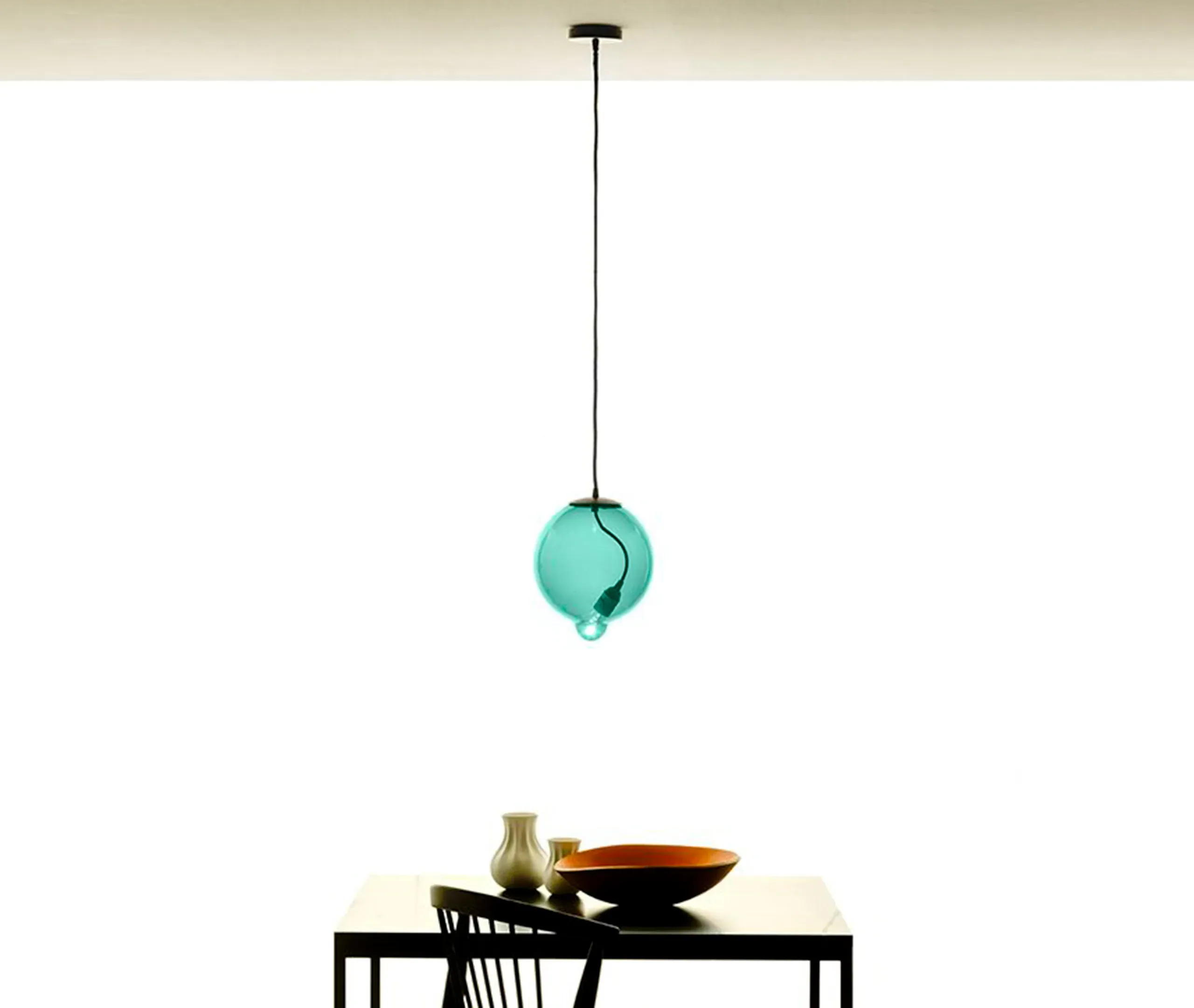 Green Melt Single Table Lamp EU Plug - Green, Glass