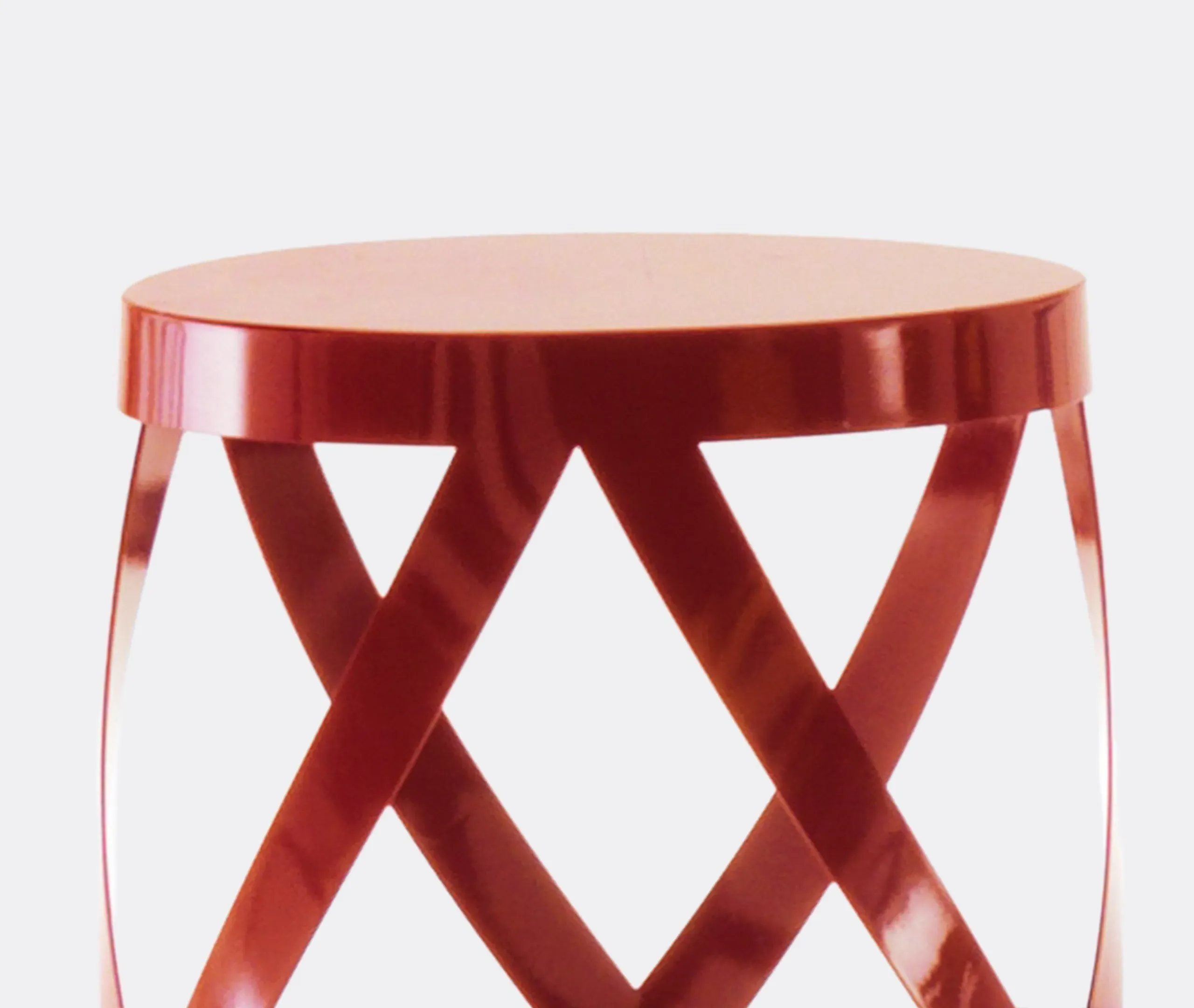 Low Stool Ribbon Design - Red, Steel