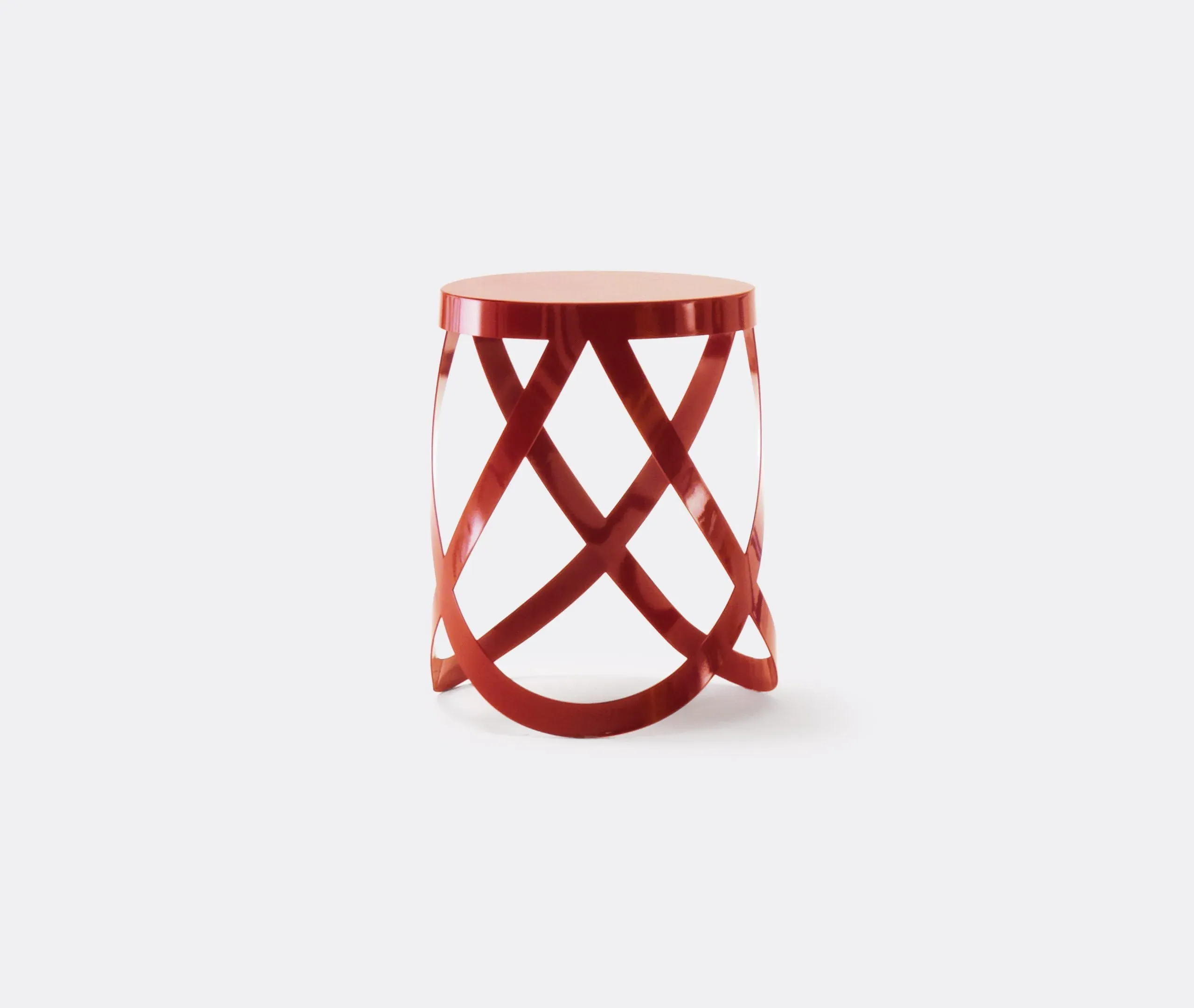 Low Stool Ribbon Design - Red, Steel