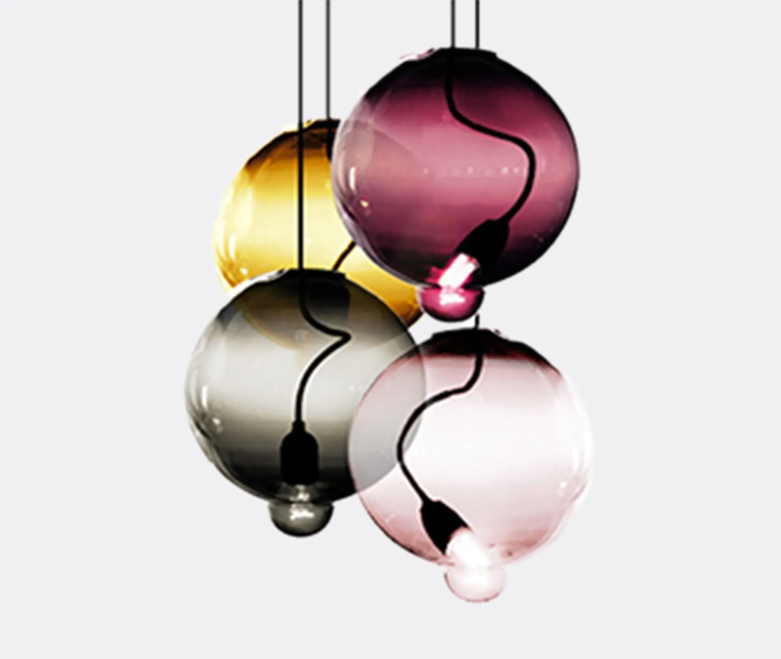 Meltdown Four Pendant Lamp US Plug - Multicolour, Glass