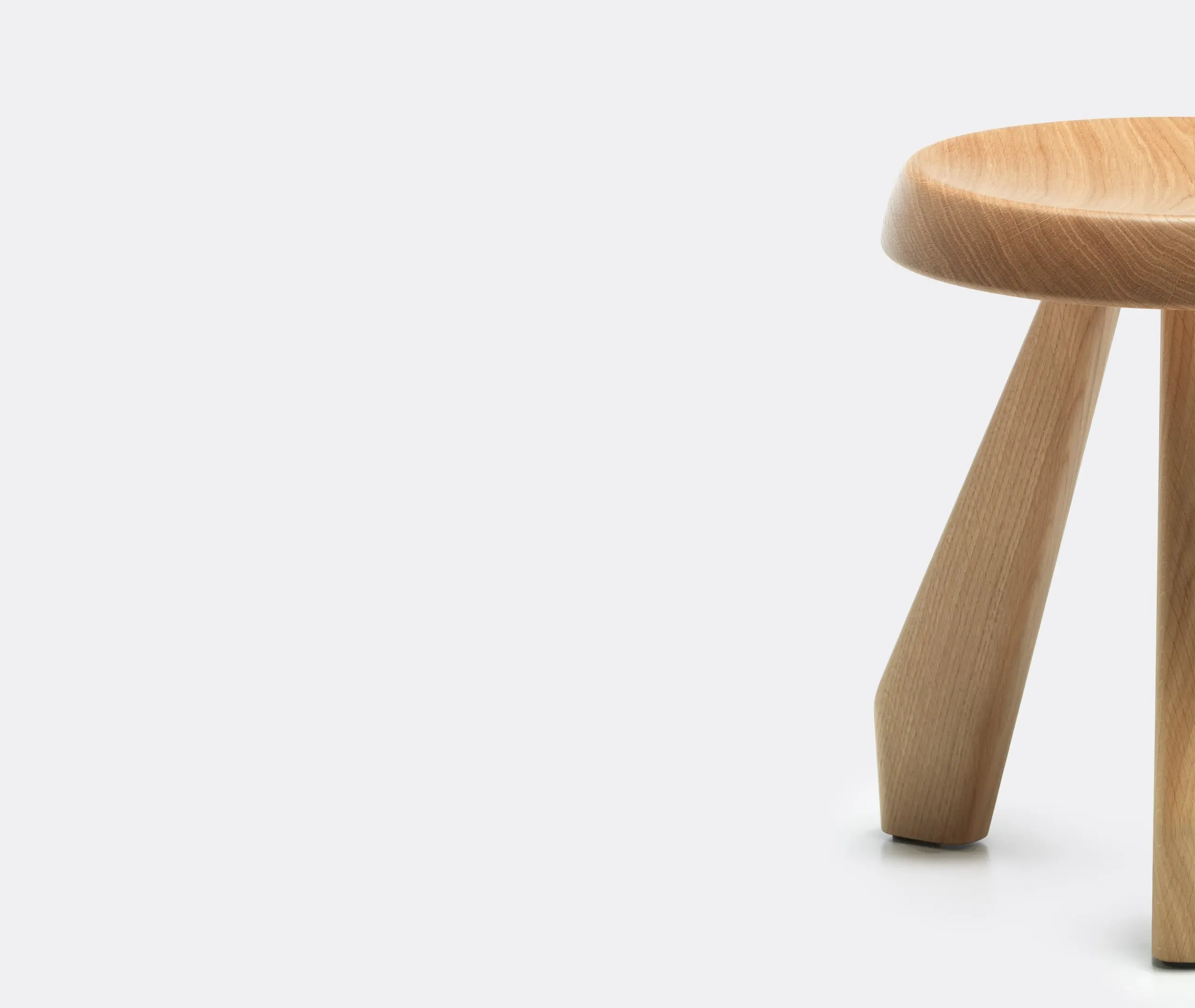 3-Leg Stool - Beige, Natural Oak
