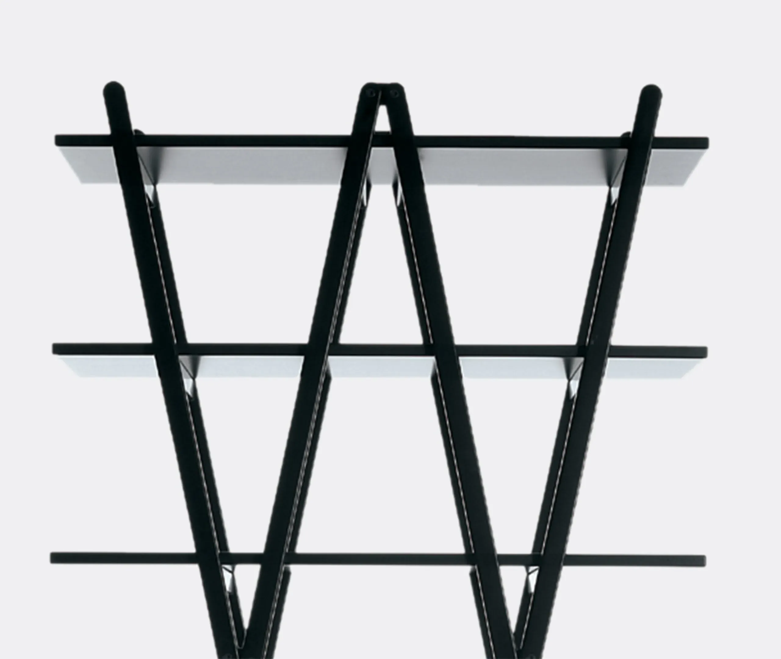 6-Shelf Bookcase with Diagonal Bracing - Black, Beech
