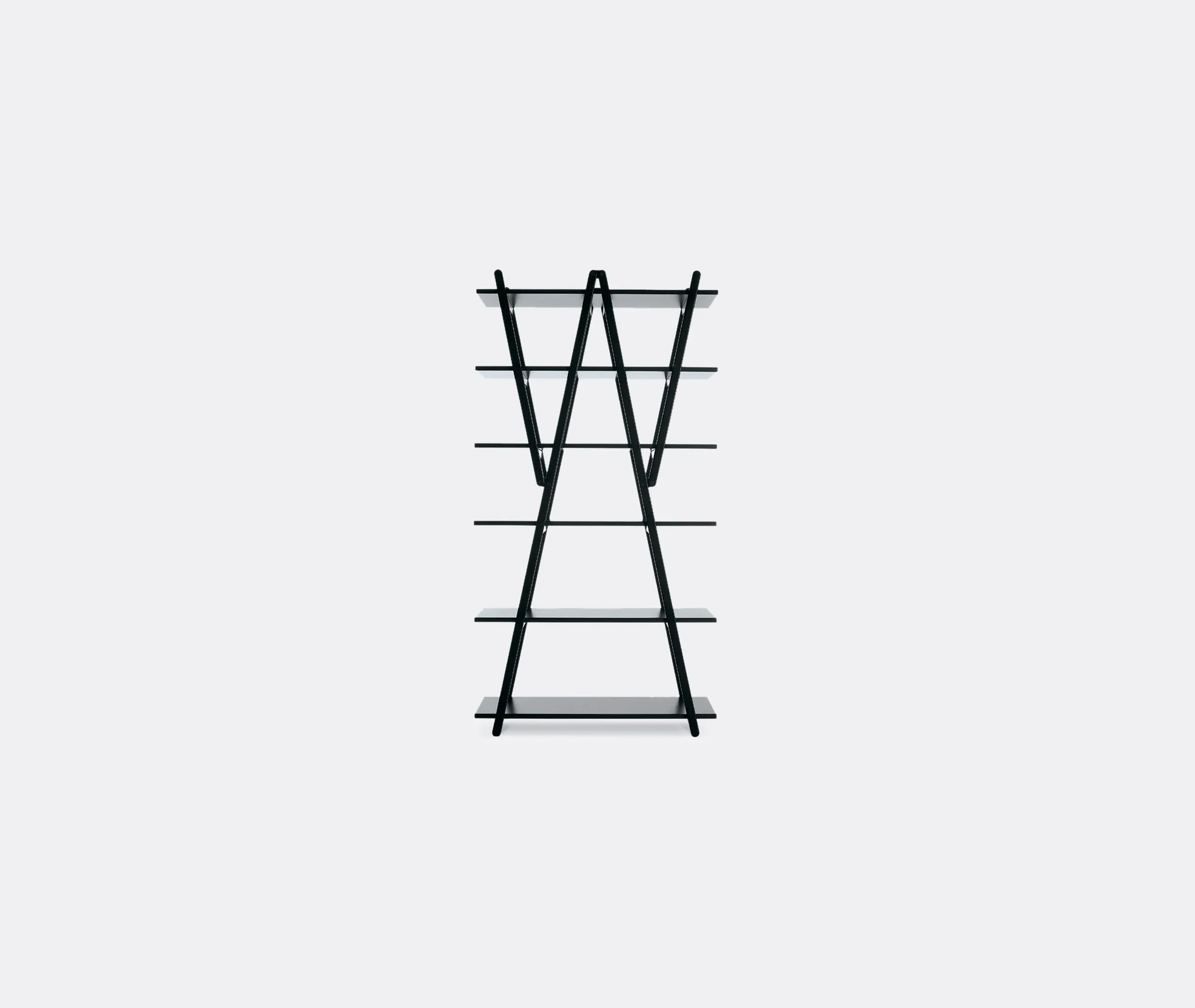 6-Shelf Bookcase with Diagonal Bracing - Black, Beech image