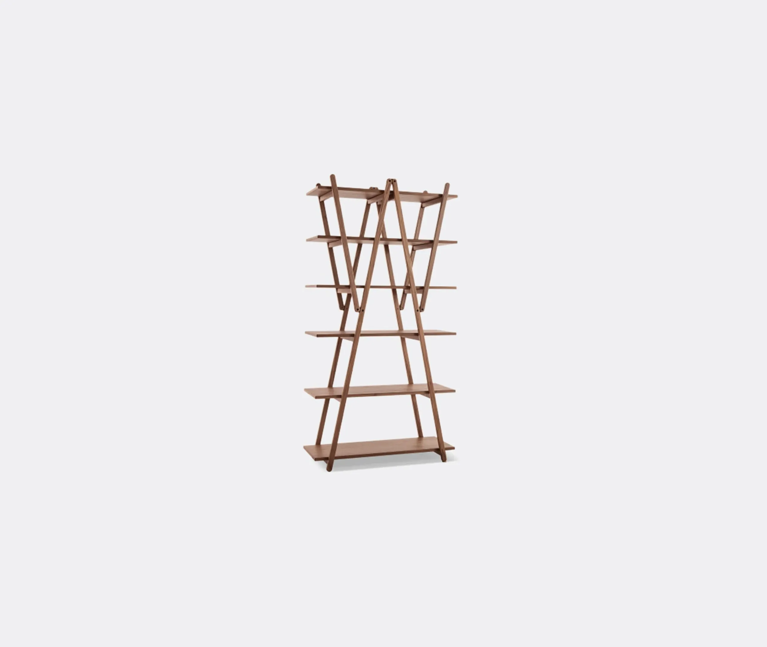 6-Shelf Bookcase with Diagonal Bracing - Brown, Walnut