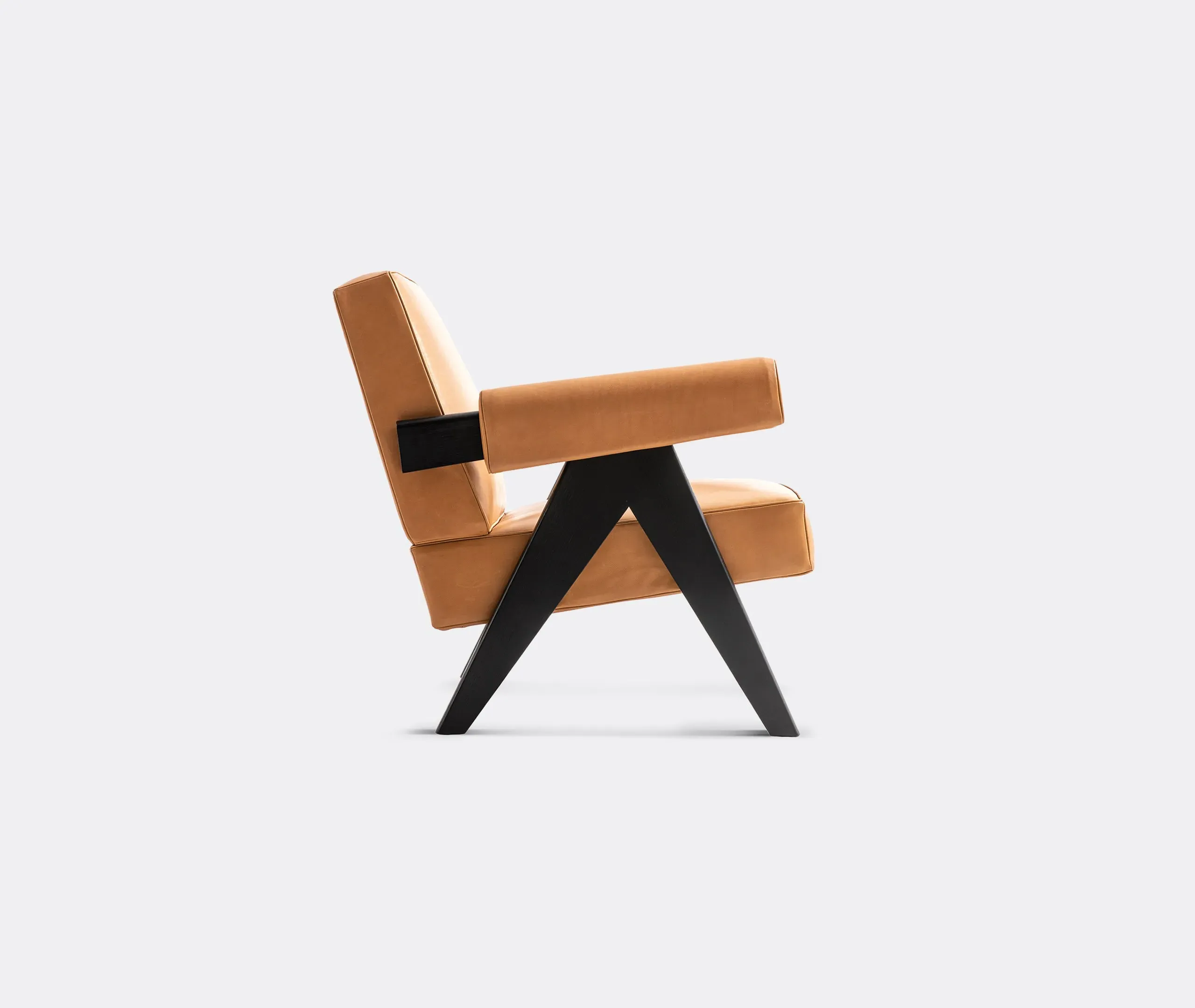 Armchair with Padding - Beige, Leather