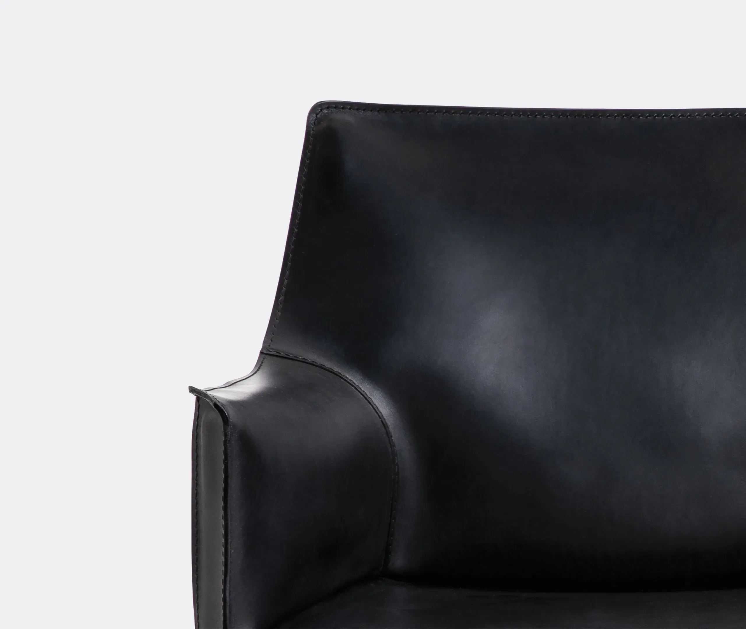Armchair with Zip Fastening - Black, Leather