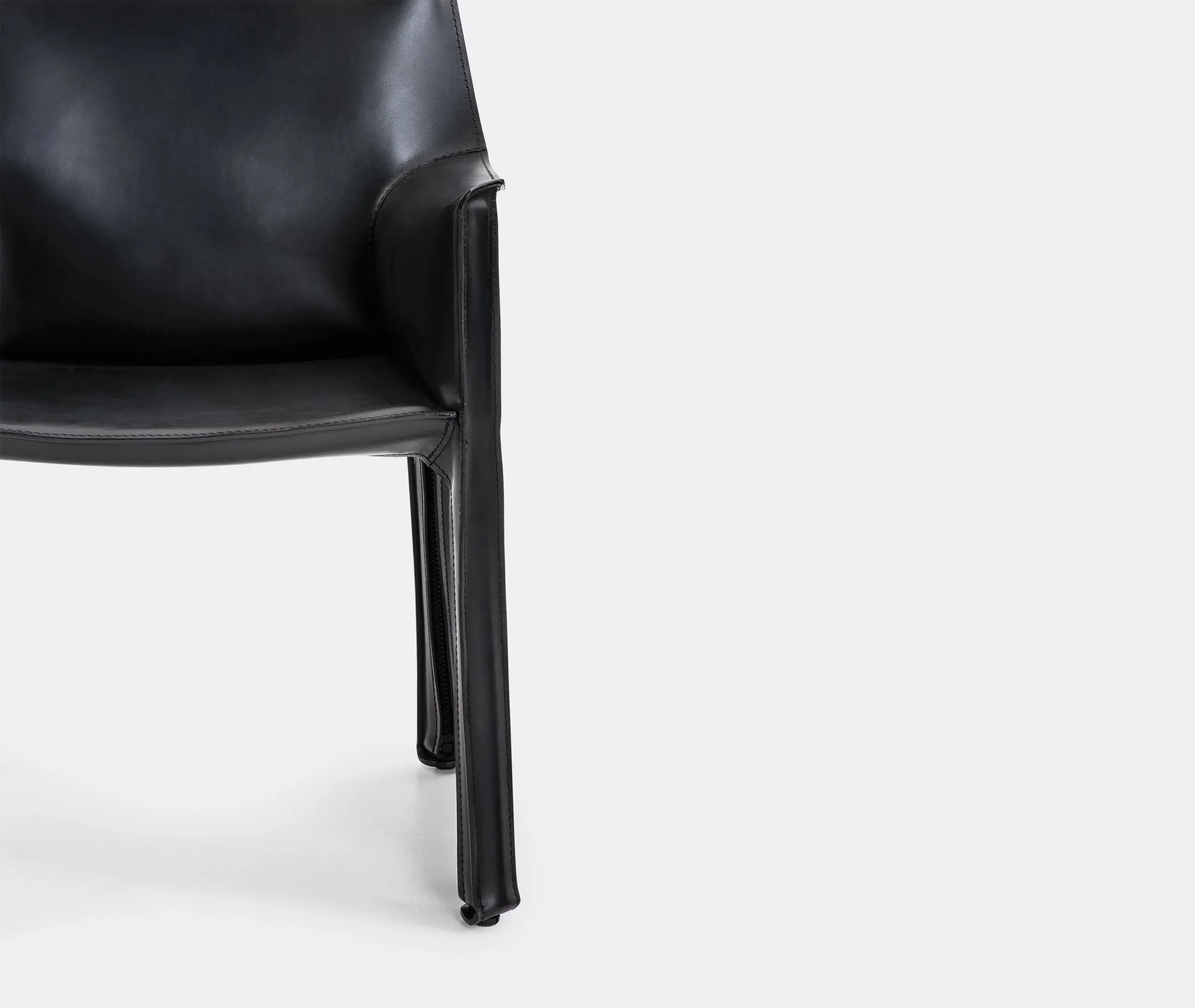 Armchair with Zip Fastening - Black, Leather