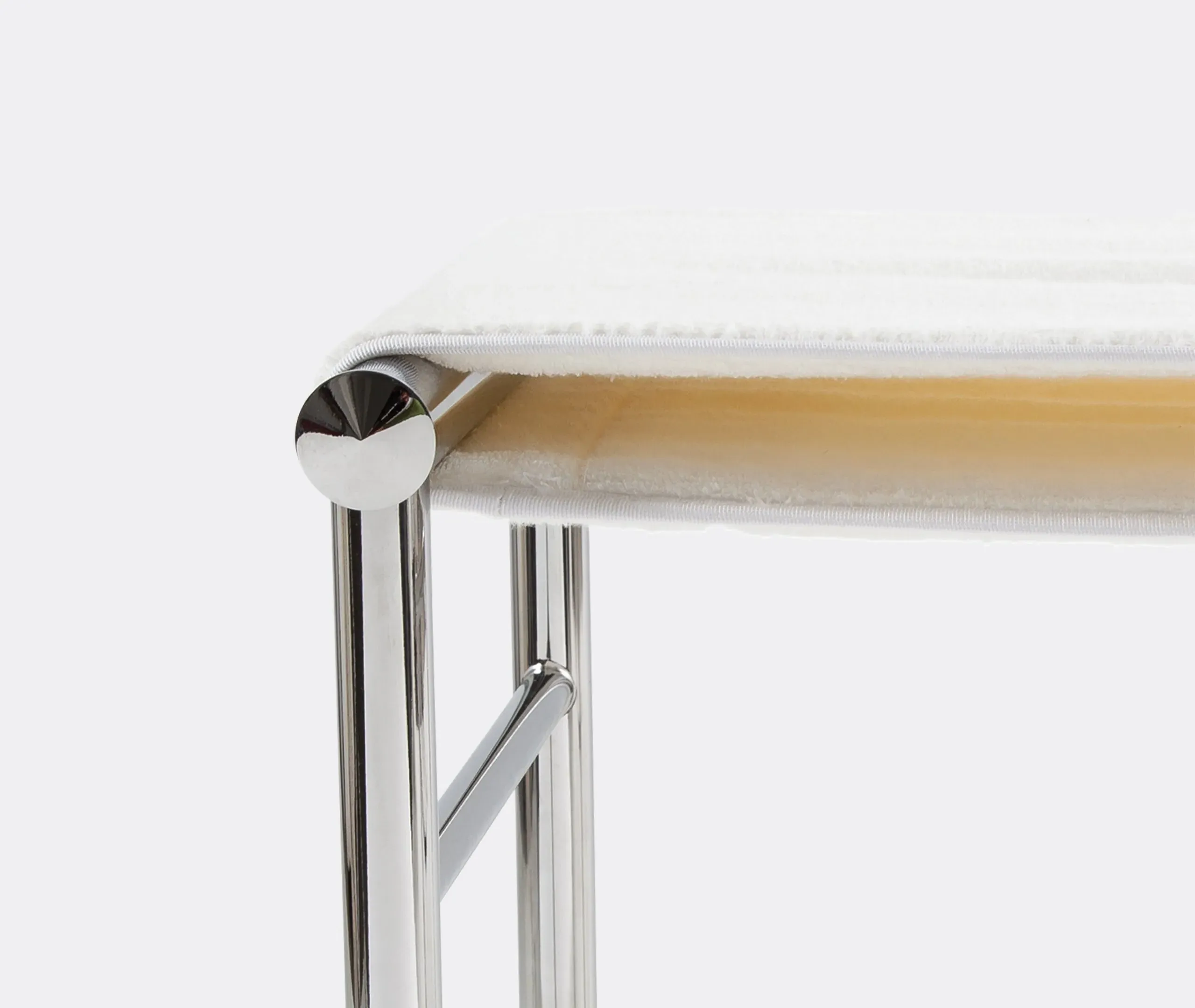 Bathroom Stool with Chrome Frame - White