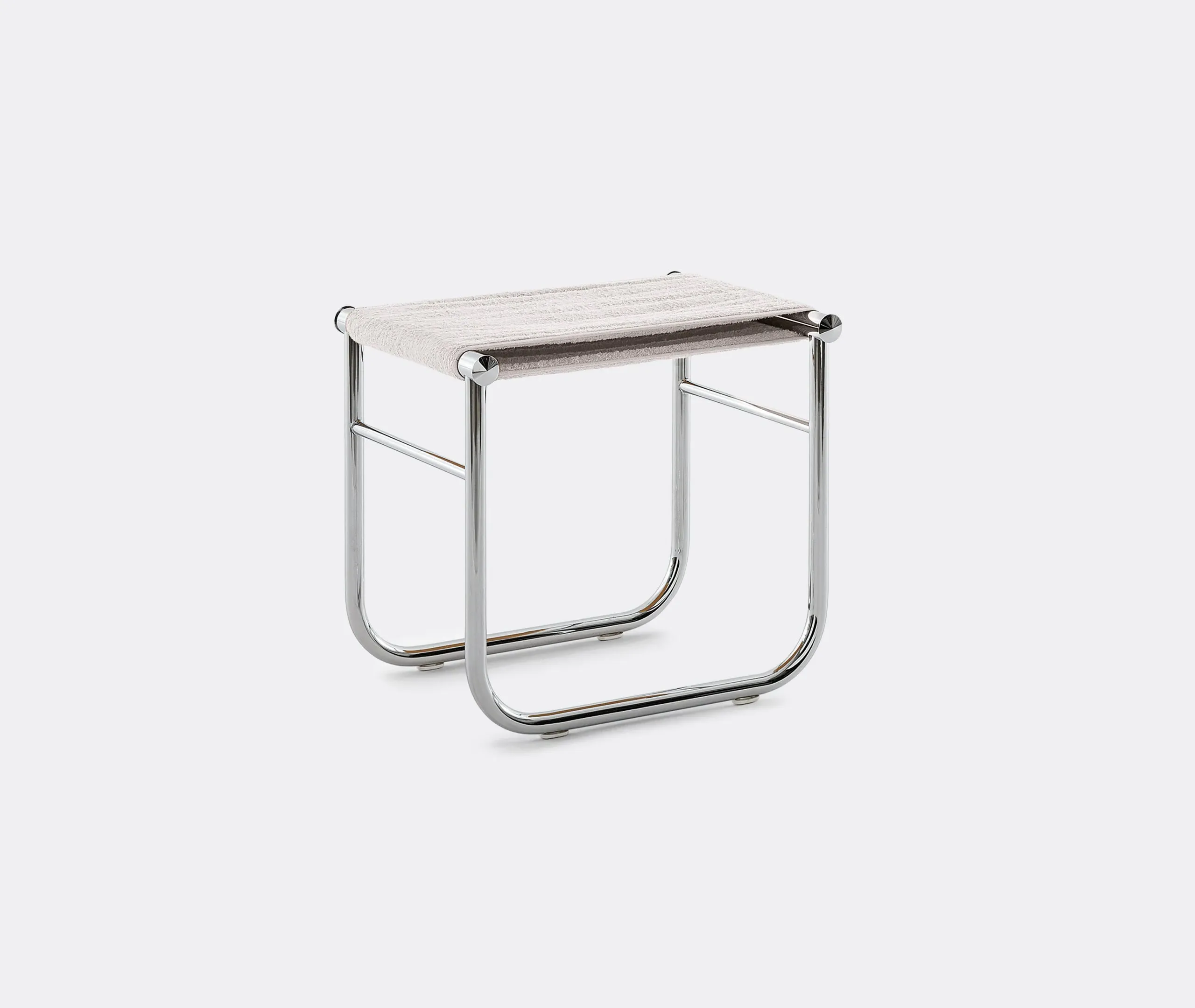 Bathroom Stool with Chrome Frame - White image