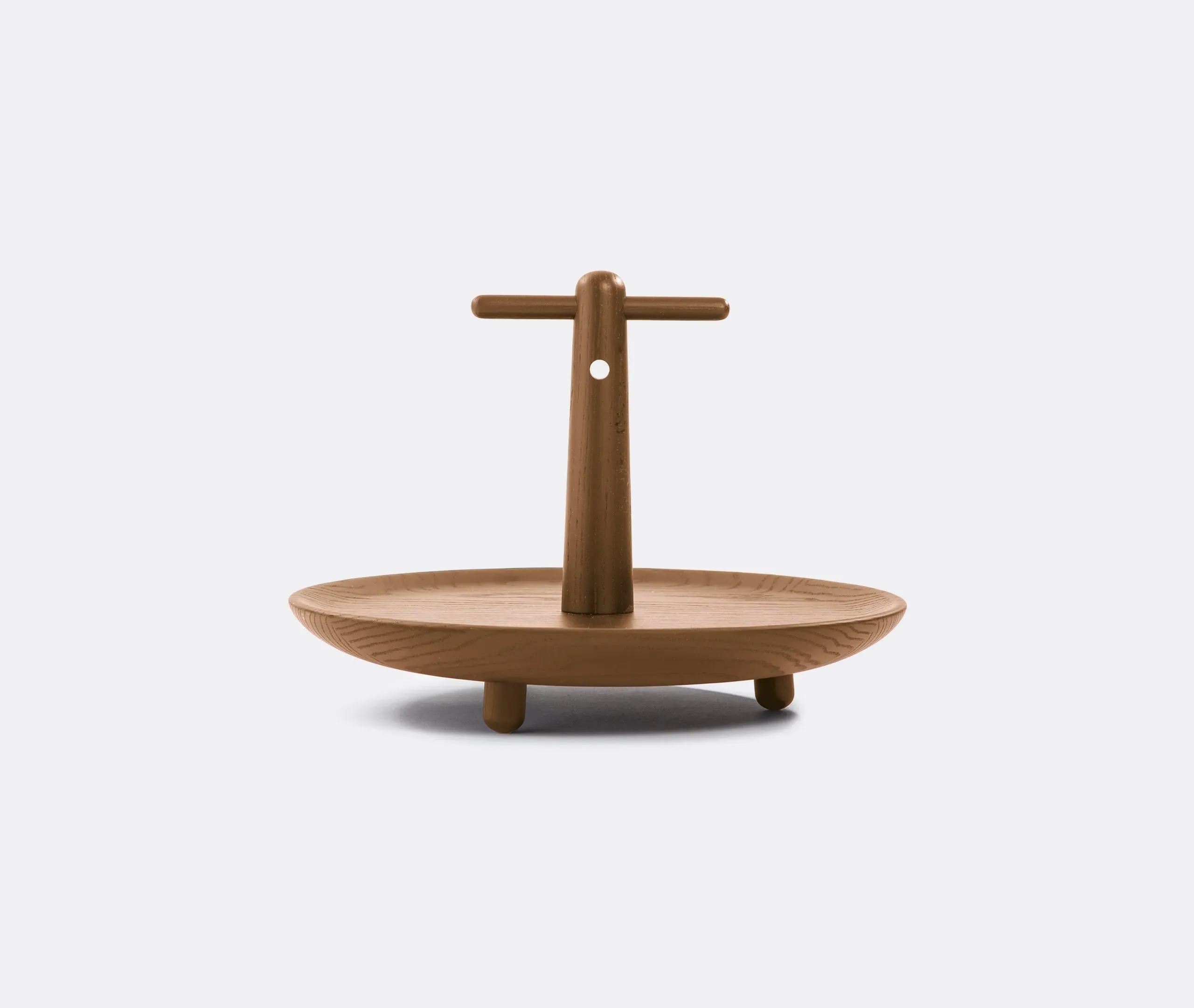 Centrepiece with Handle - Brown, Walnut Wood