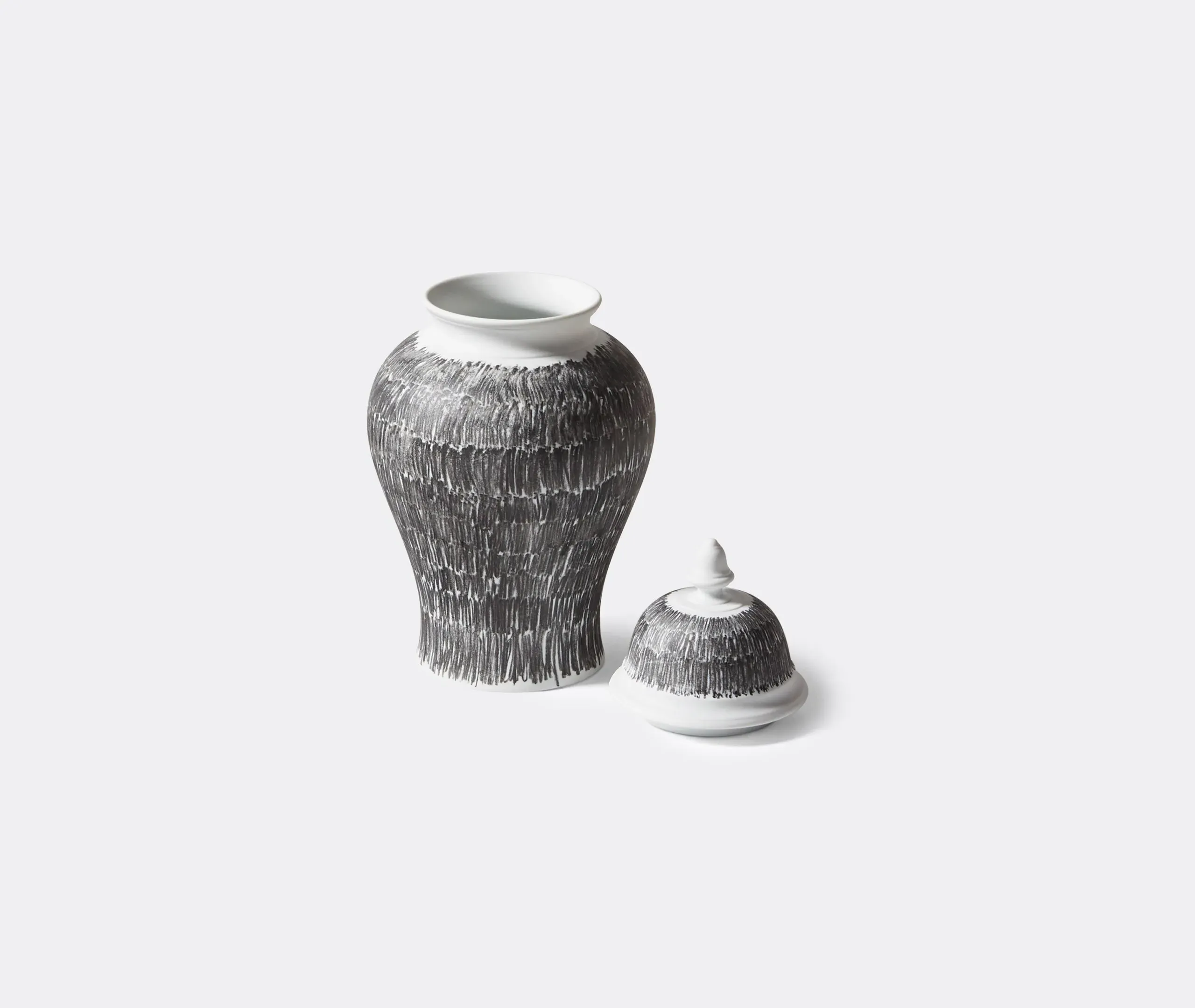 Curved Container with Lid - Black, Porcelain