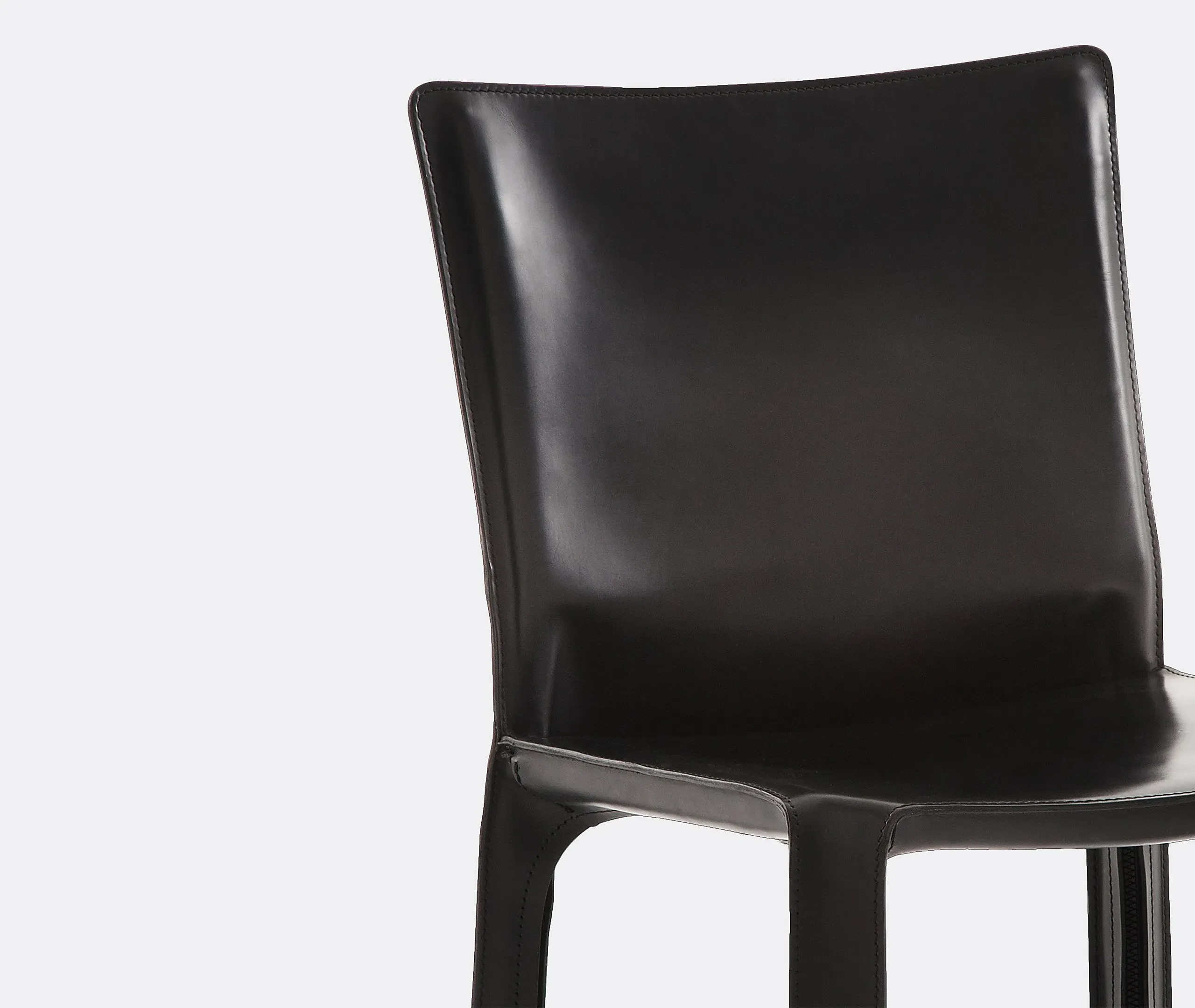 Dining Chair with Zip Fastening - Black, Leather