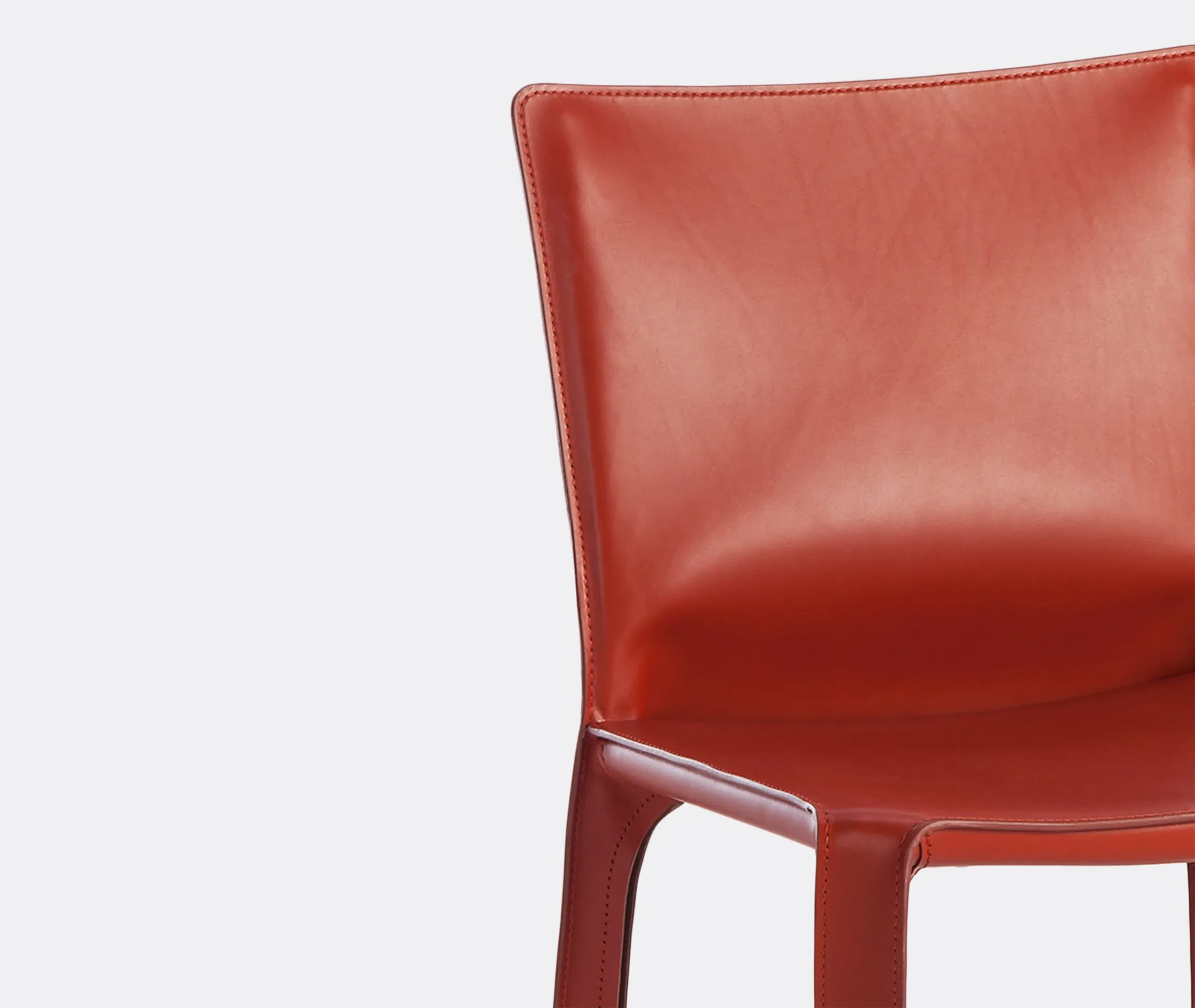 Dining Chair with Zip Fastening - Red, Leather