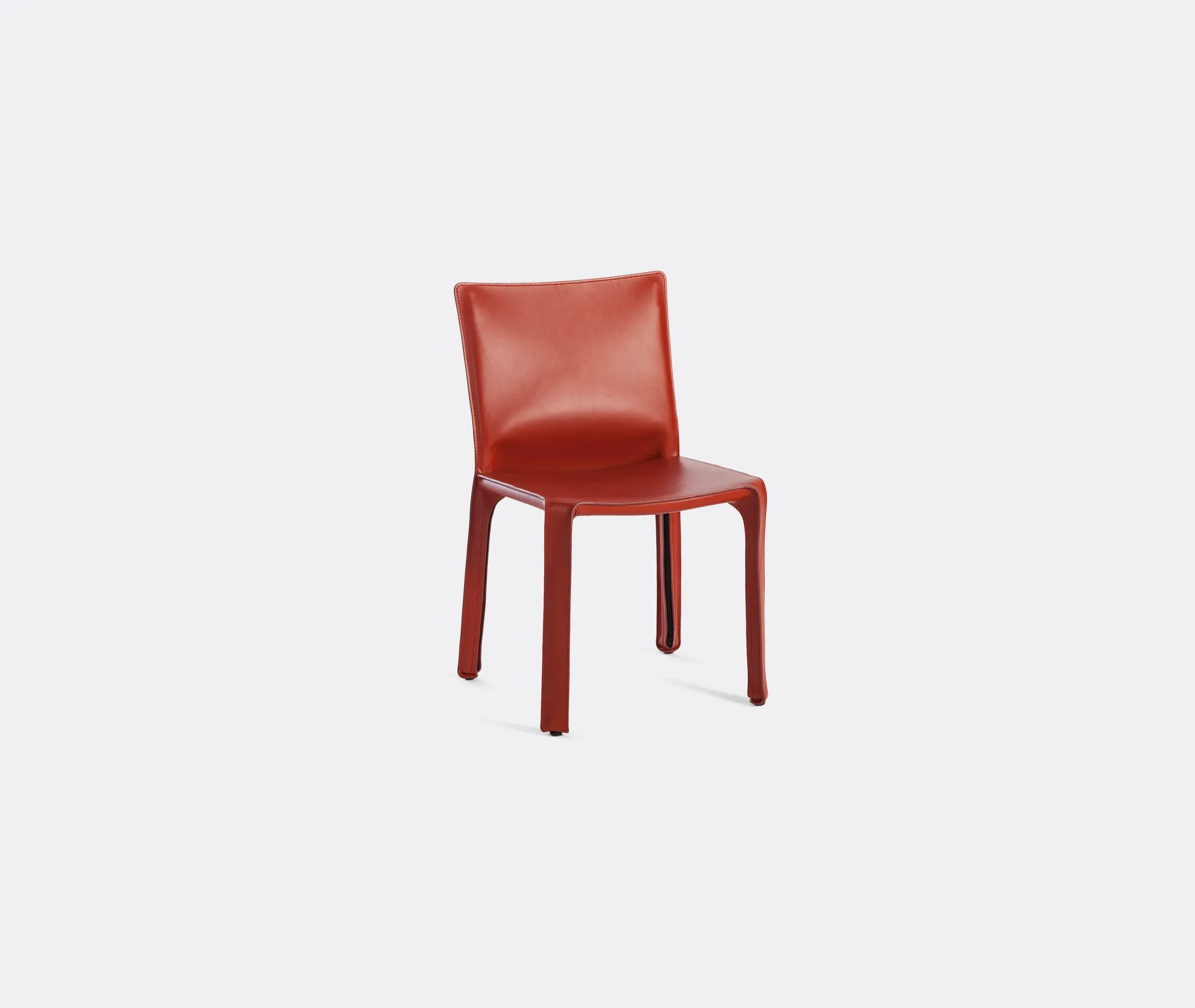 Dining Chair with Zip Fastening - Red, Leather