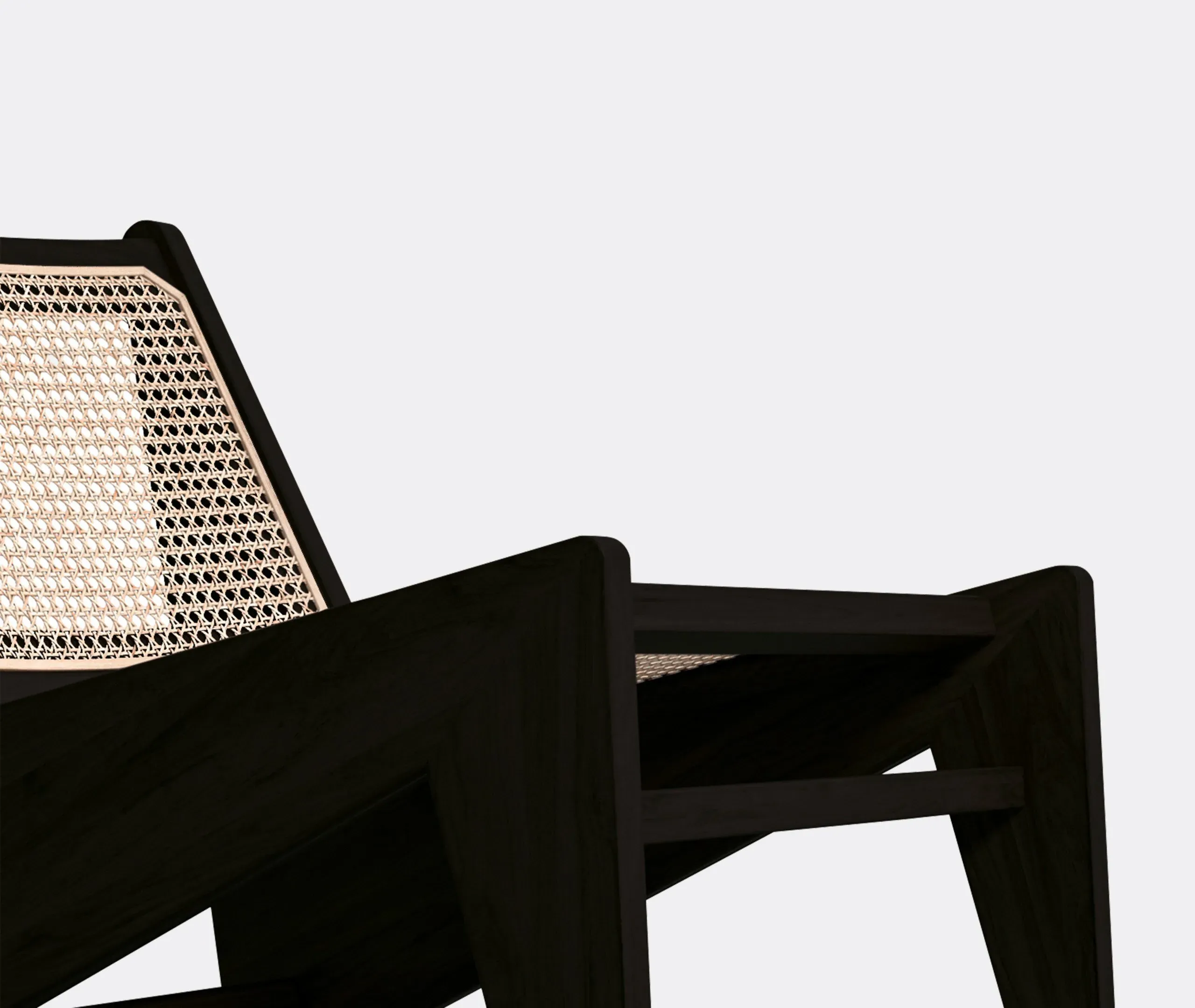 Kangaroo Armchair with Cane Weaving - Black, Oak