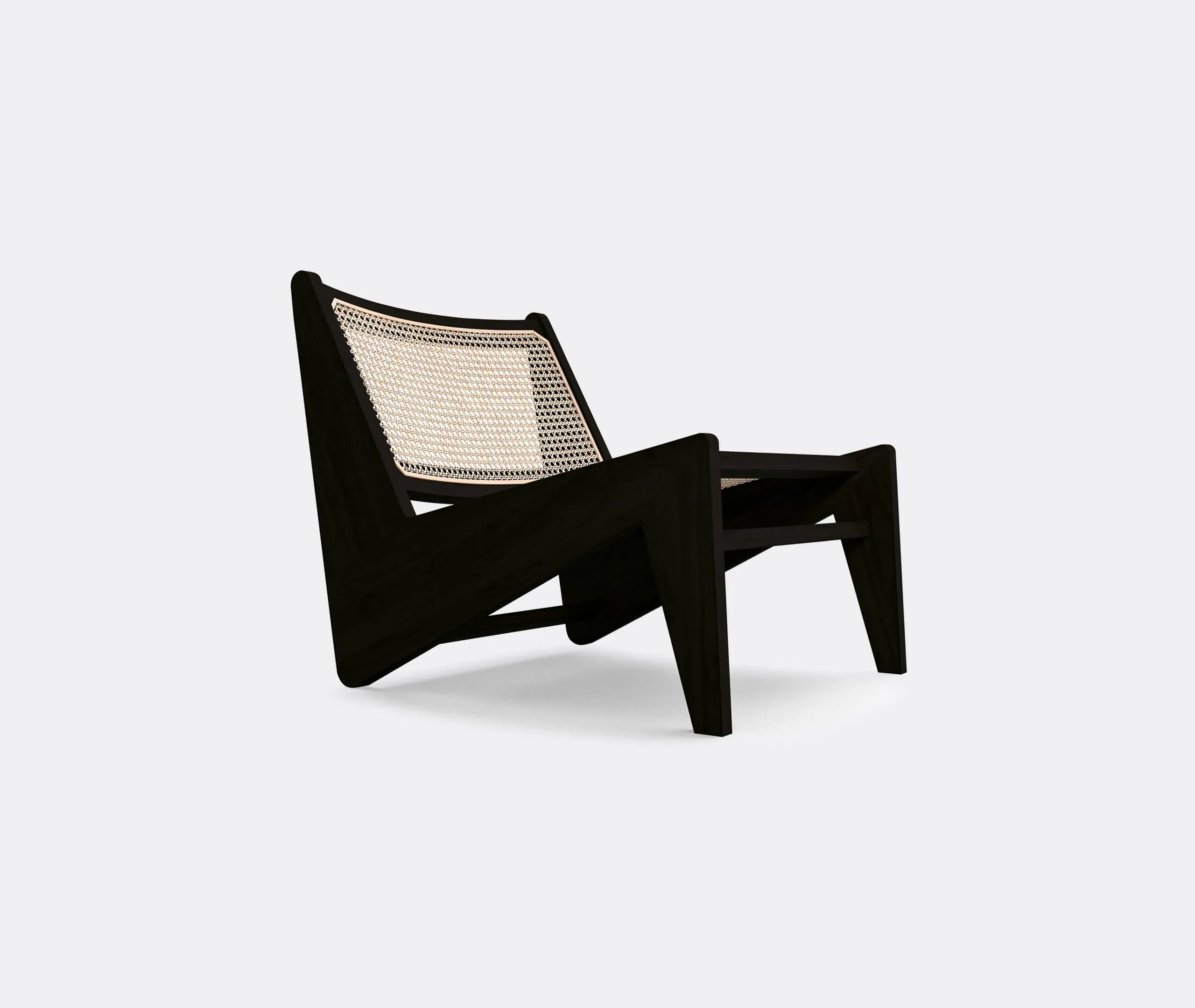 Kangaroo Armchair with Cane Weaving - Black, Oak image