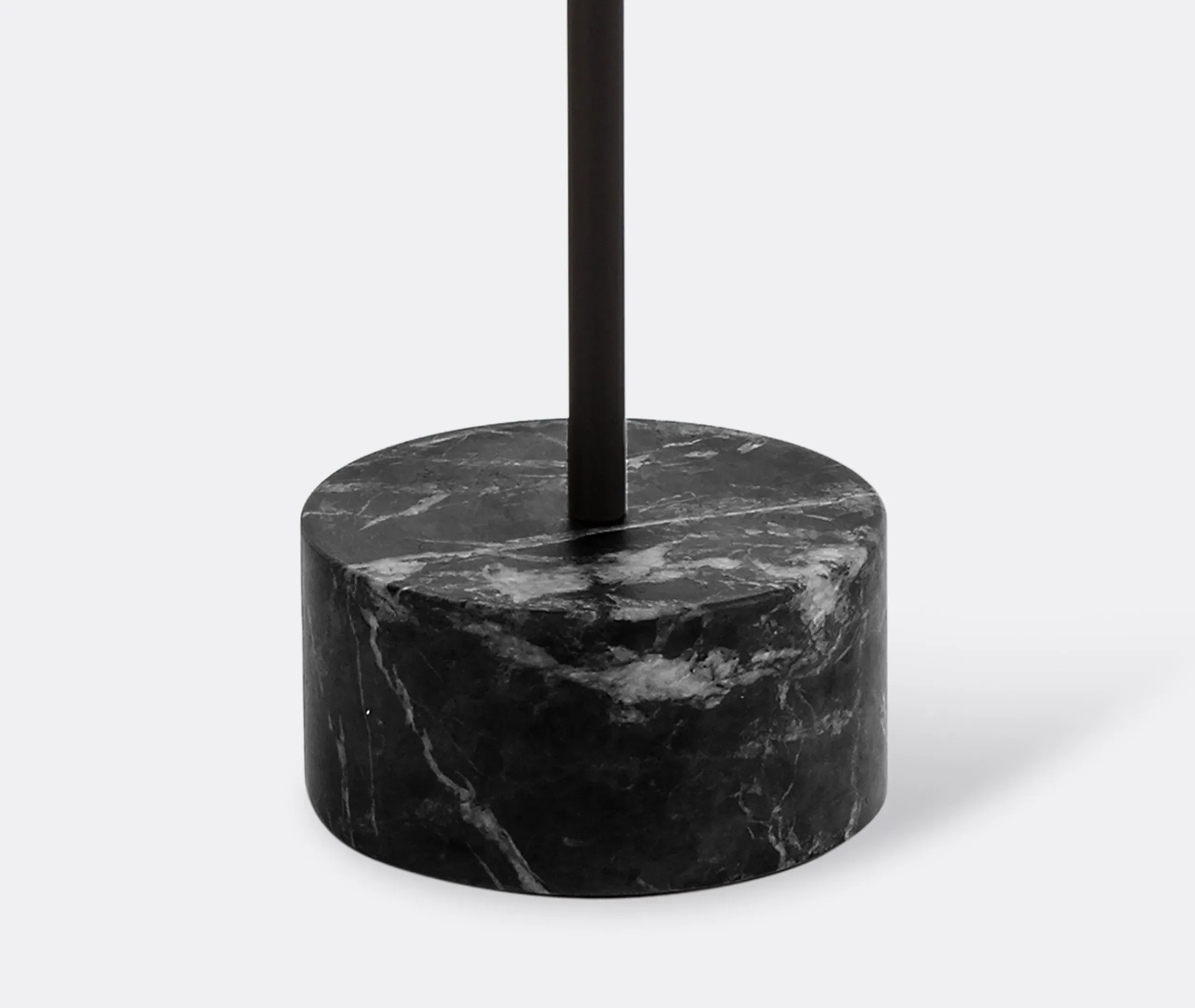 Low Table with Cylindrical Base - Black, Marble
