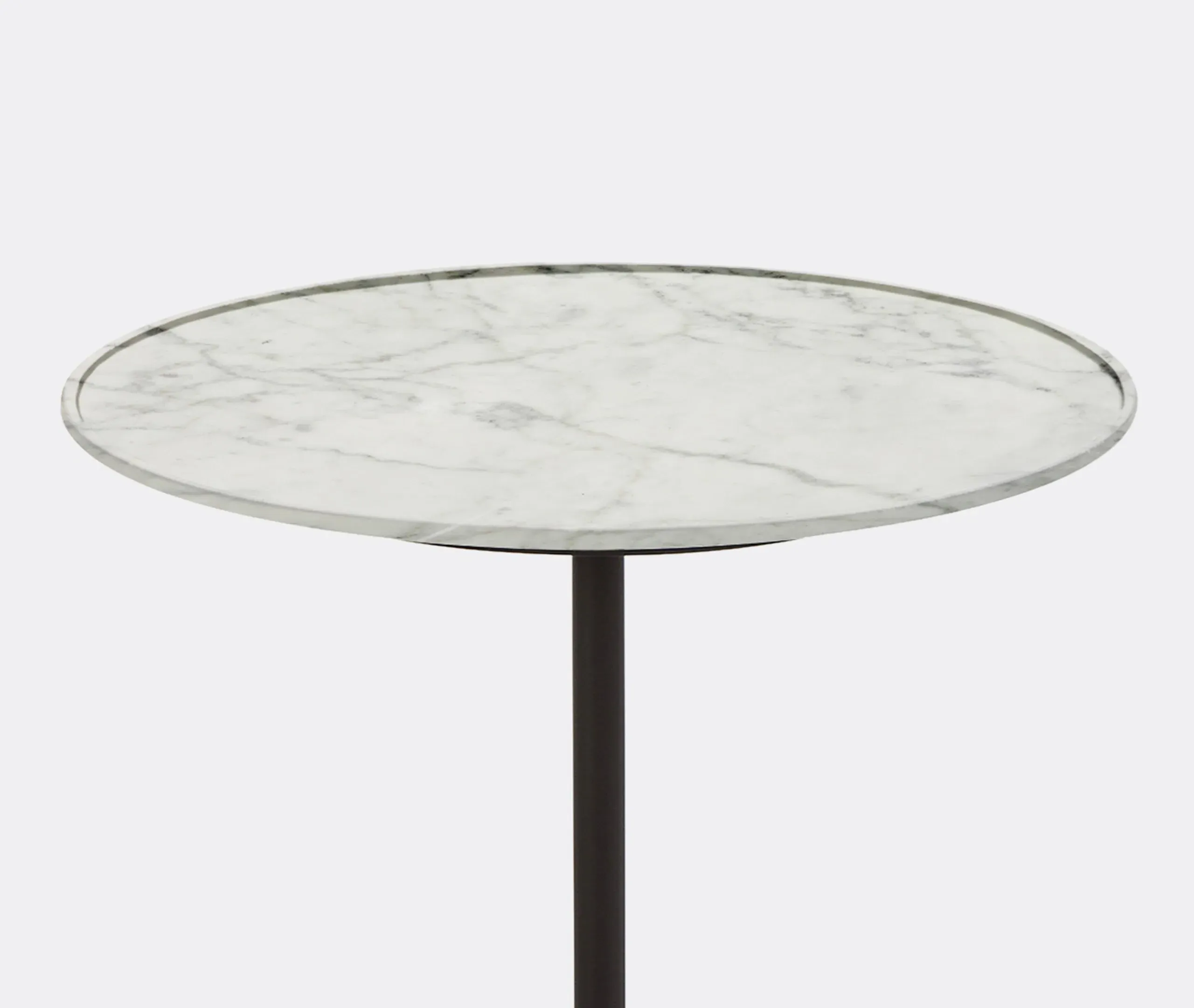 Low Table with Cylindrical Base - White, Marble