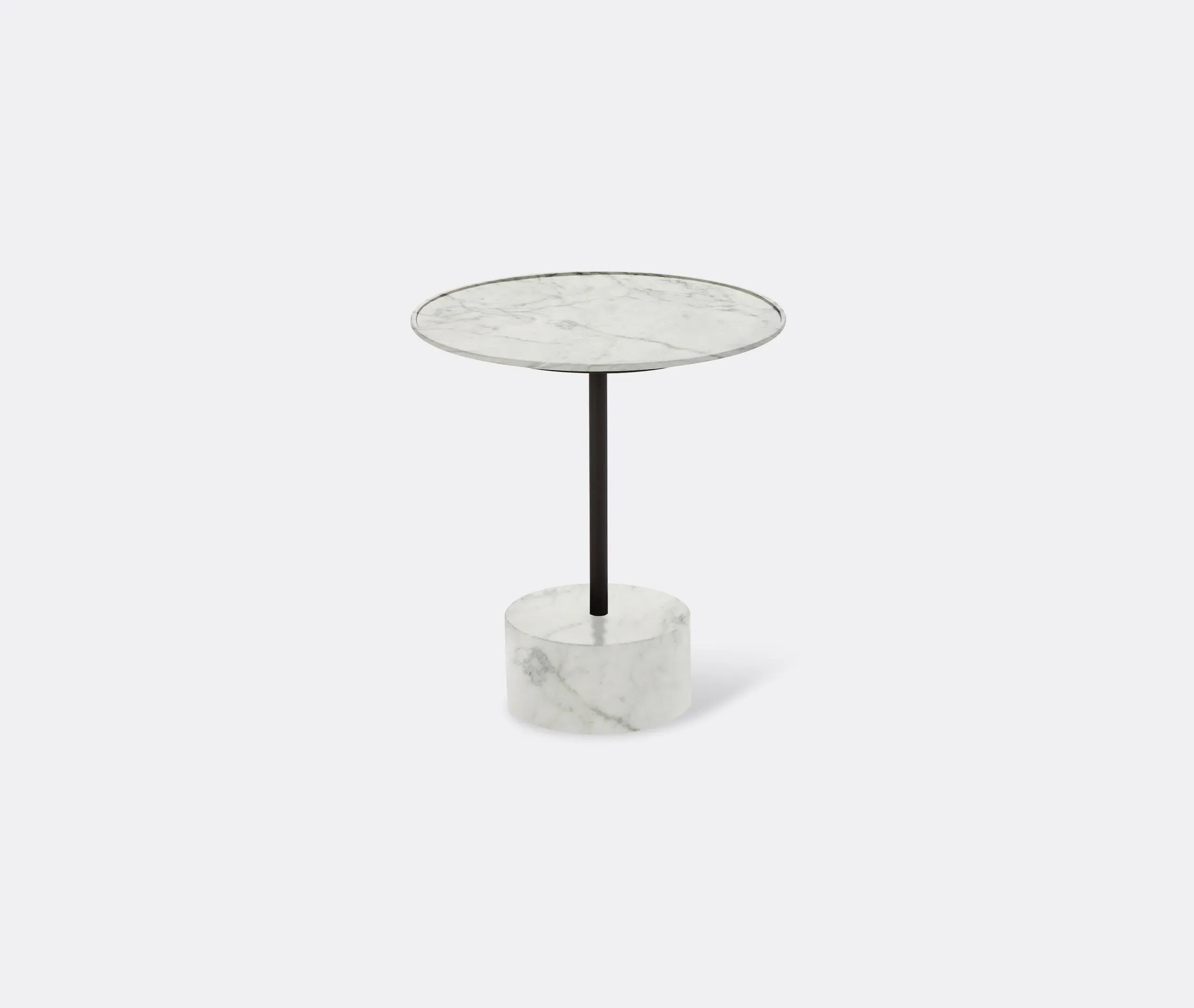 Low Table with Cylindrical Base - White, Marble image