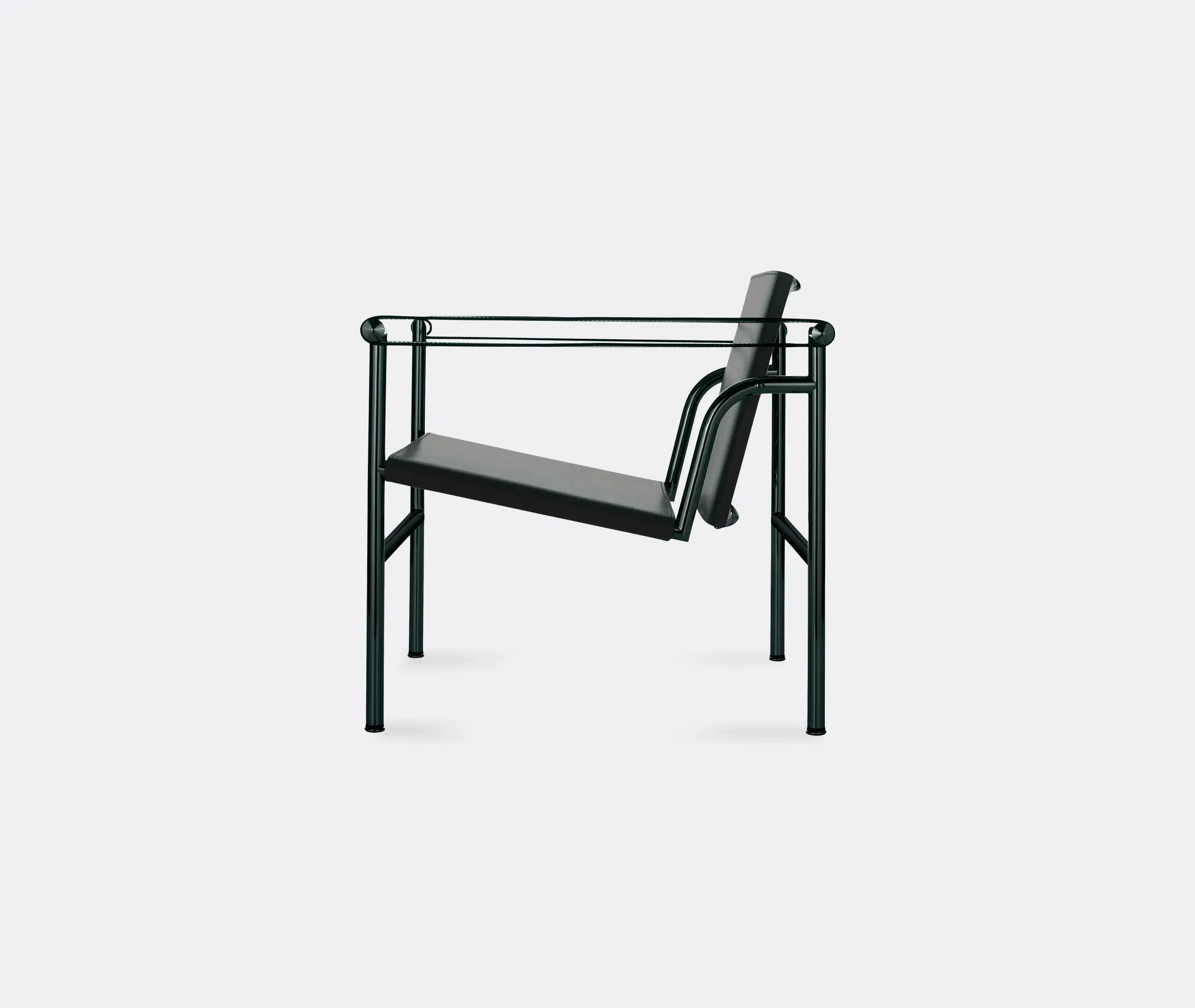 Reclining Armchair with Leather Seat - Black