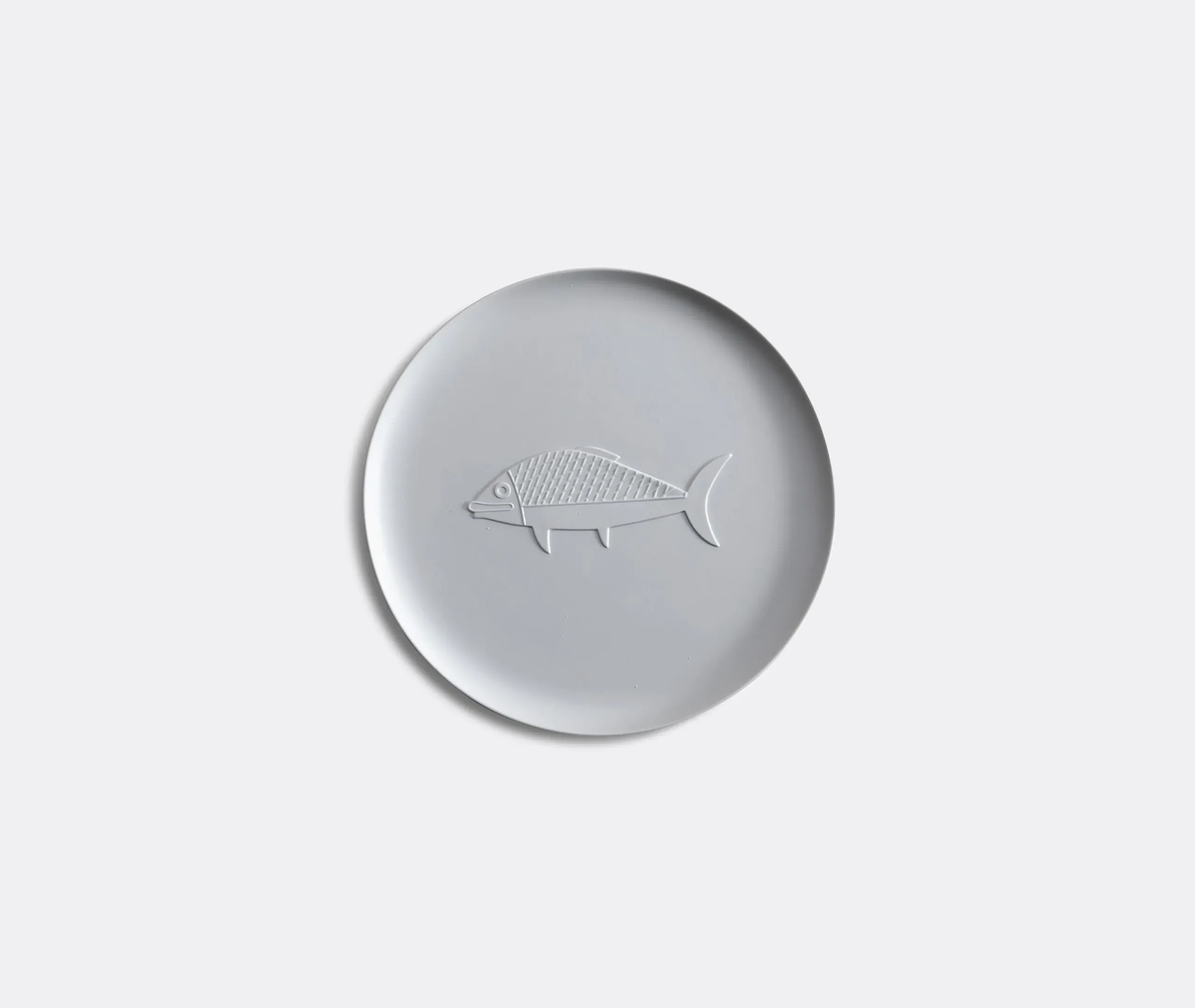 Round Serving Tray with Fish Design - White, Porcelain