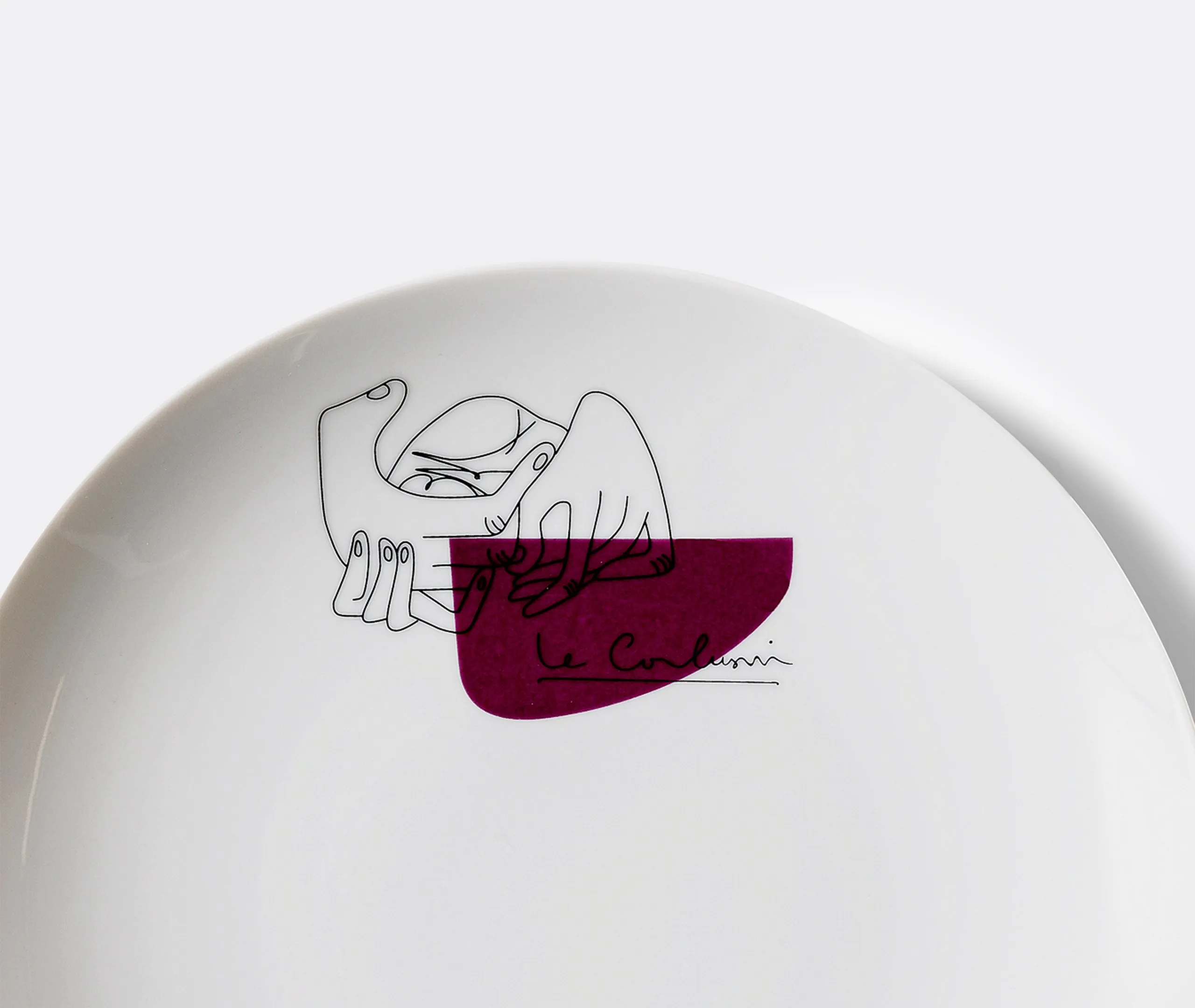 Set of 2 Dessert Plates with Hand Motif - White