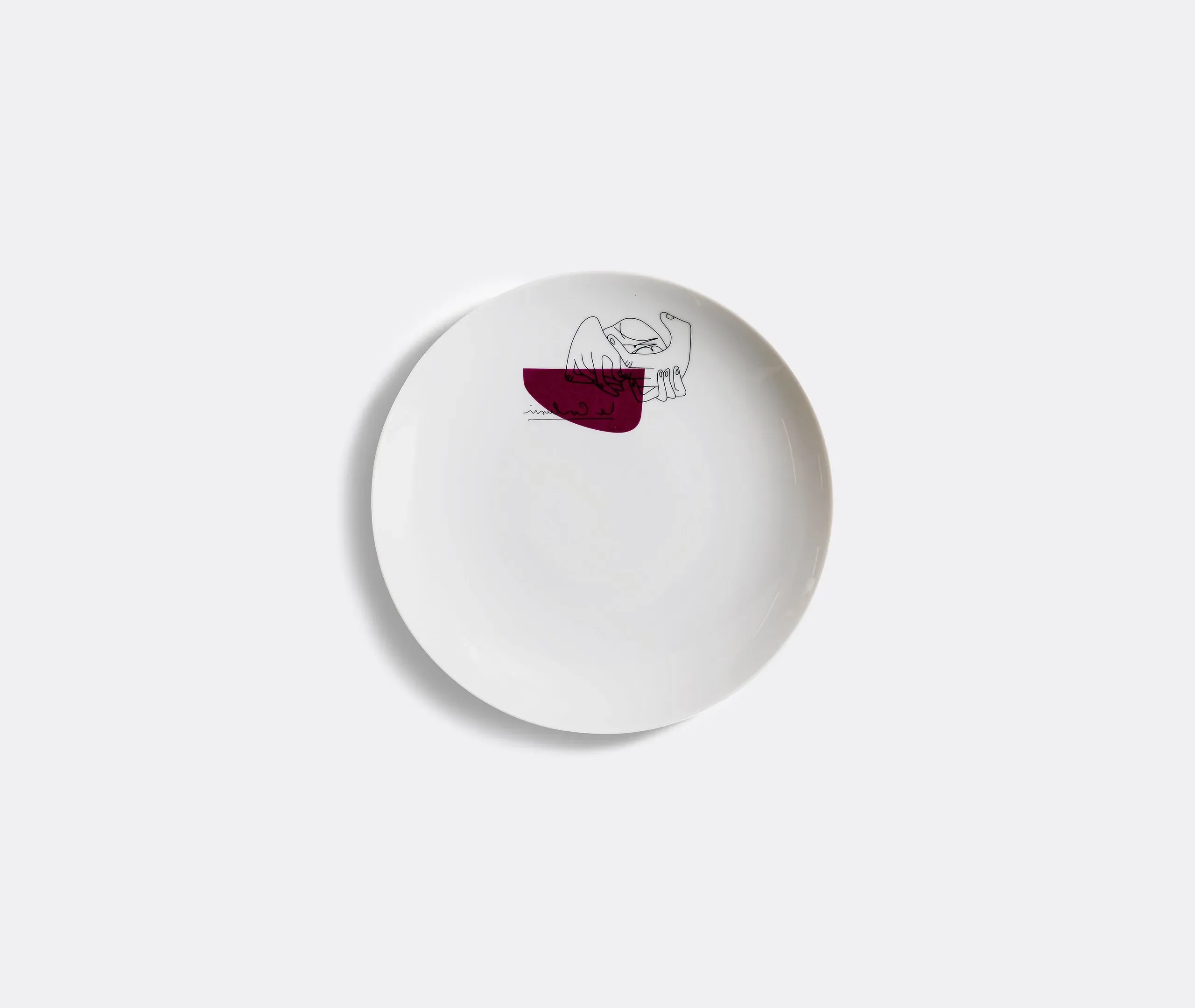 Set of 2 Dessert Plates with Hand Motif - White image
