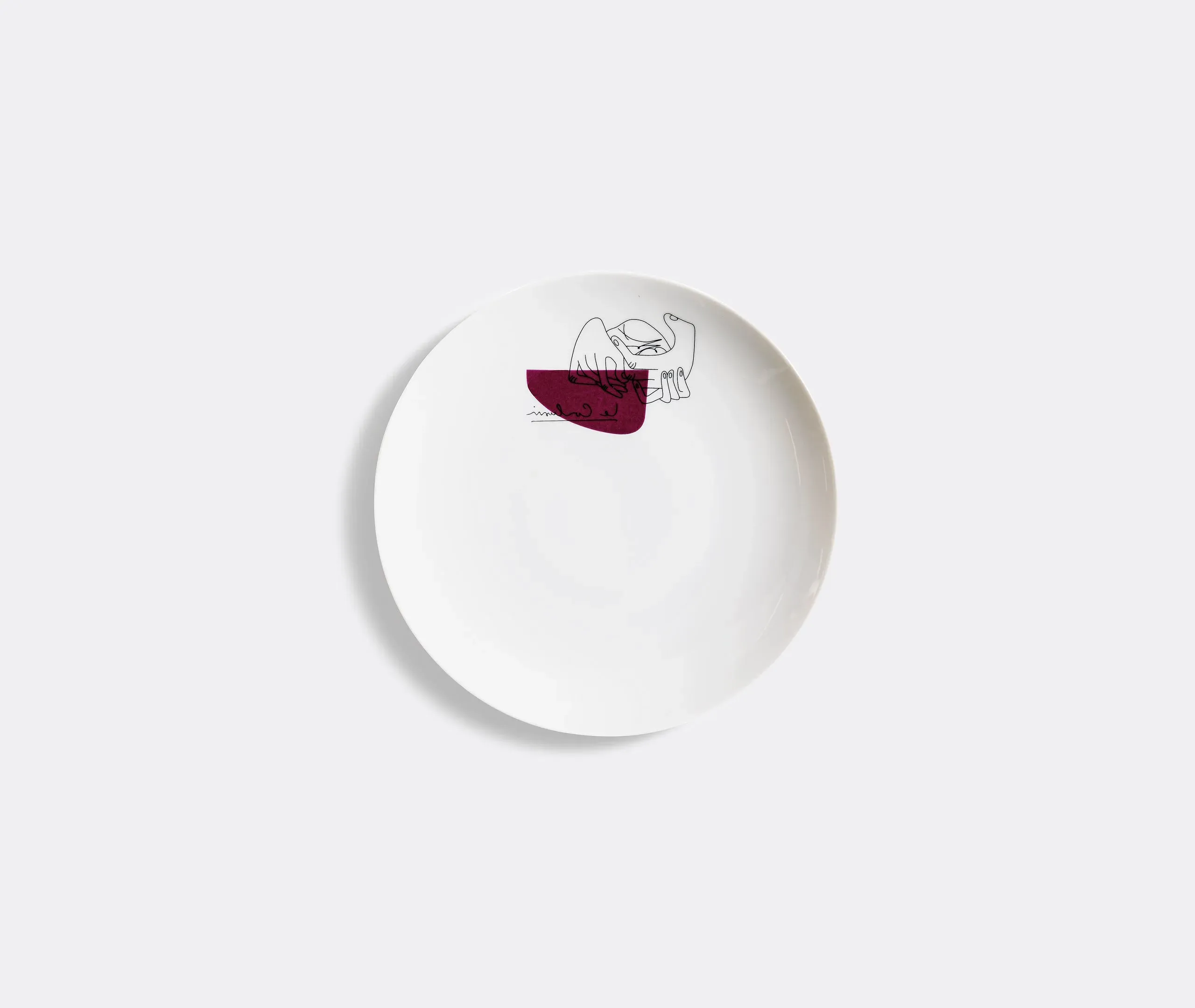 Set of 2 Flat Plates with Hand Motif - White