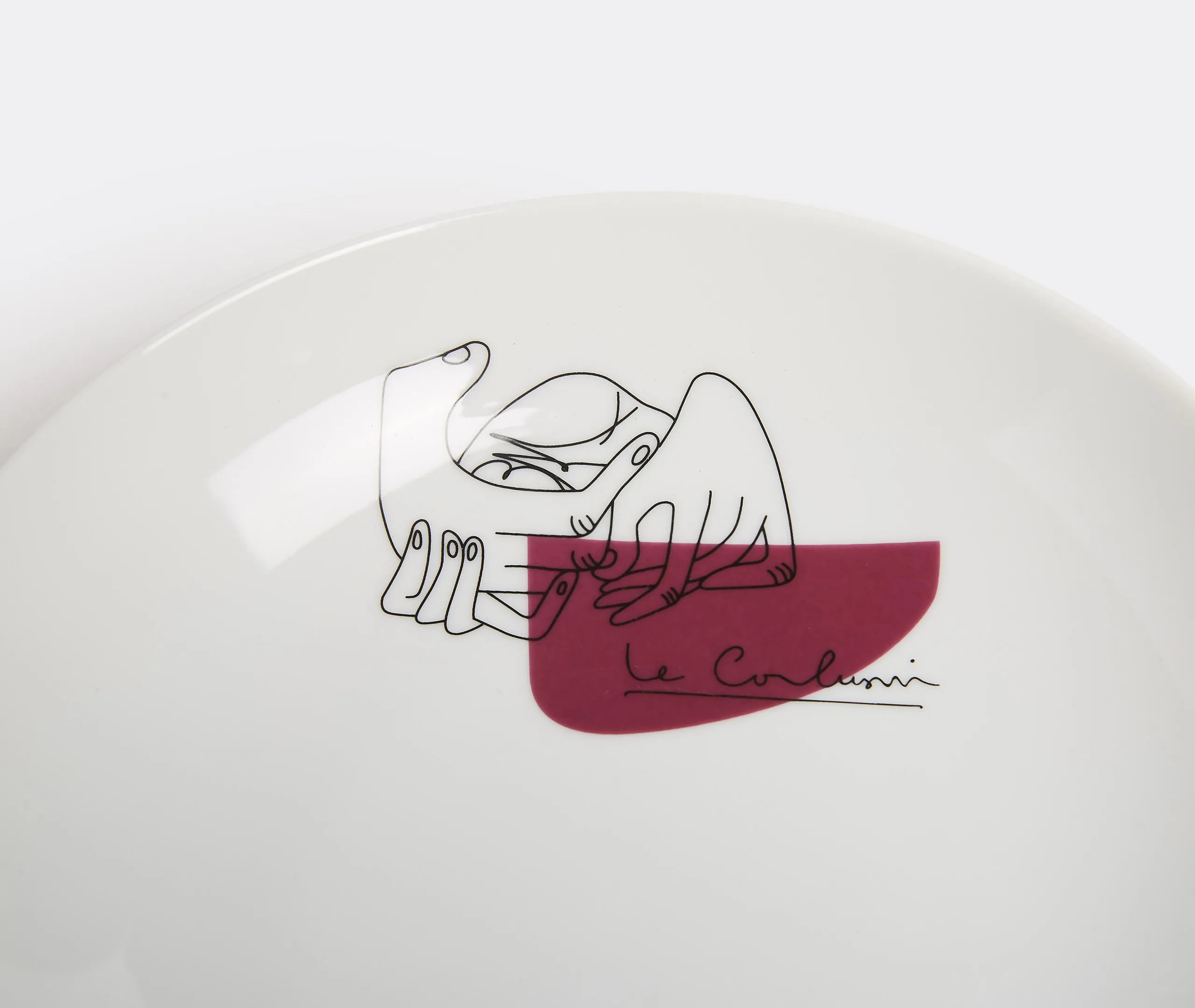Set of 2 Soup Plates with Hand Motif - White