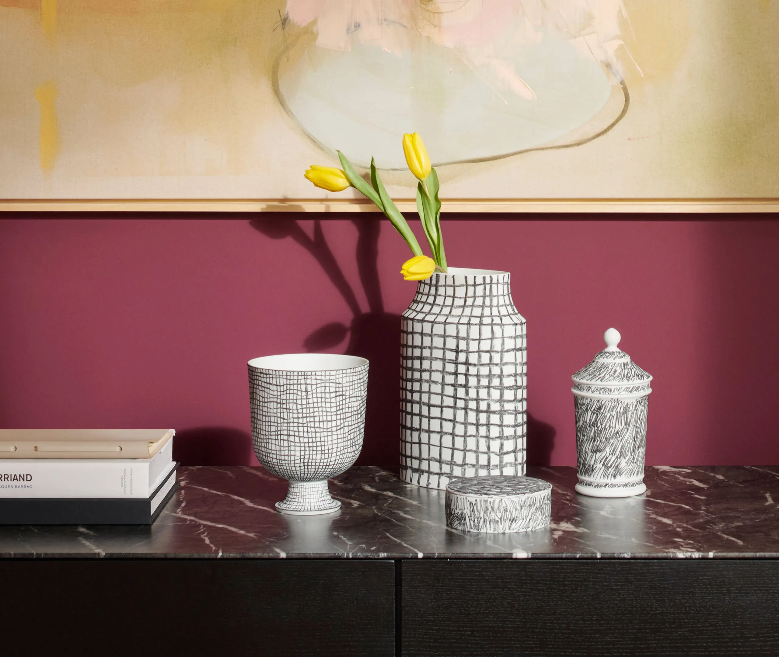 Slim Spherical Container - Black, Porcelain
